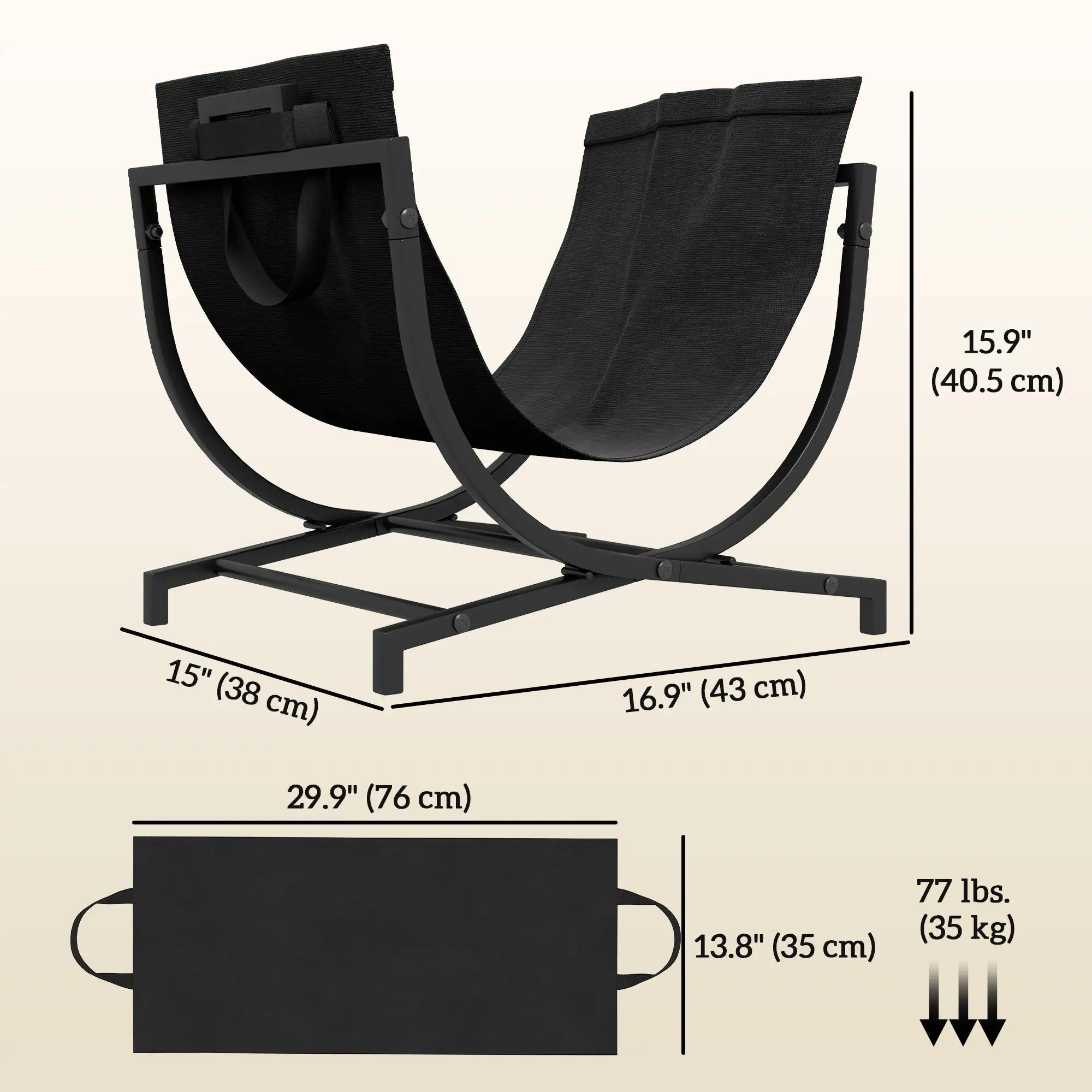 Firewood Rack, Foldable 17 Inch, with Removable Log Carrier, Black - Image 3