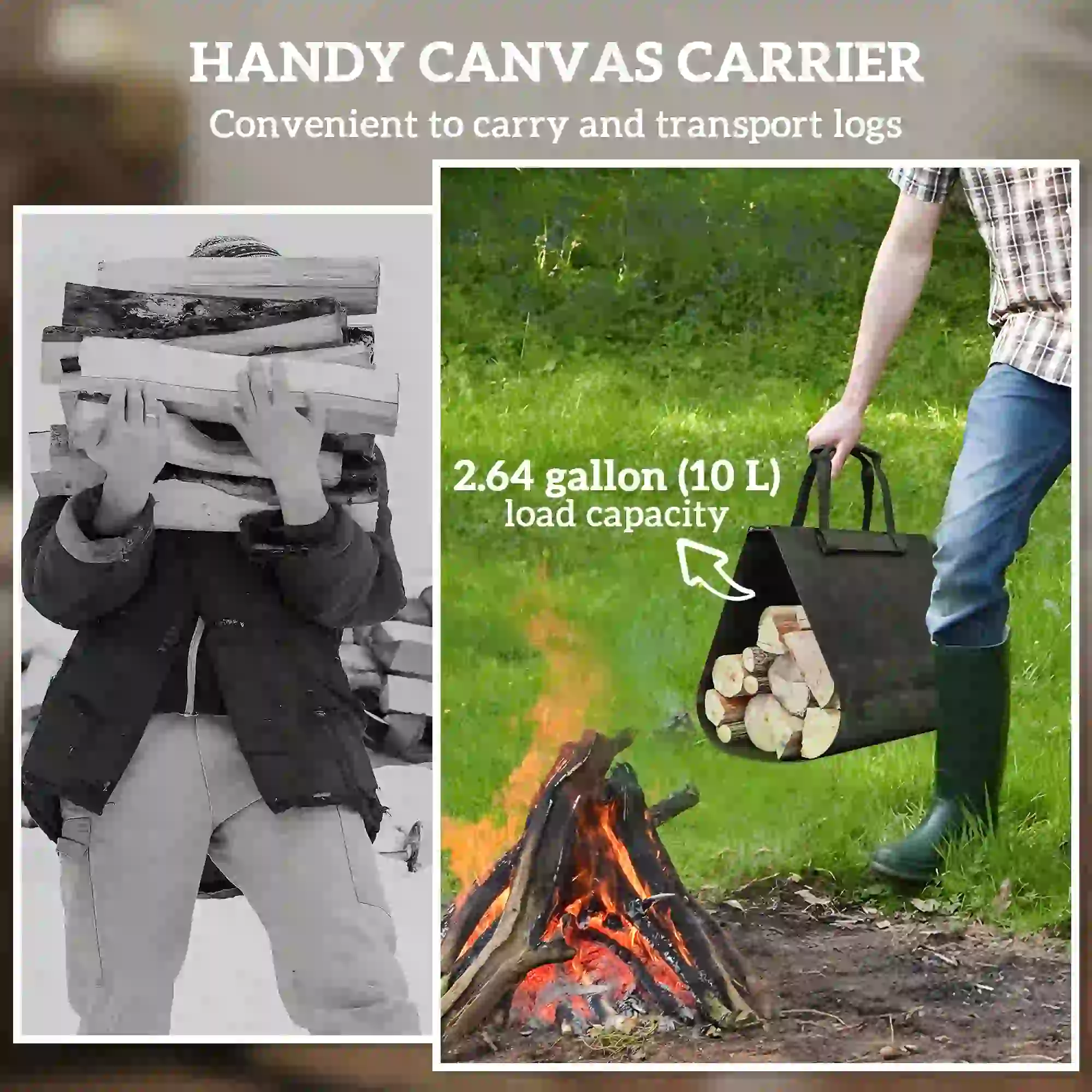 Firewood Rack, Foldable 17 Inch, with Removable Log Carrier, Black - Image 5