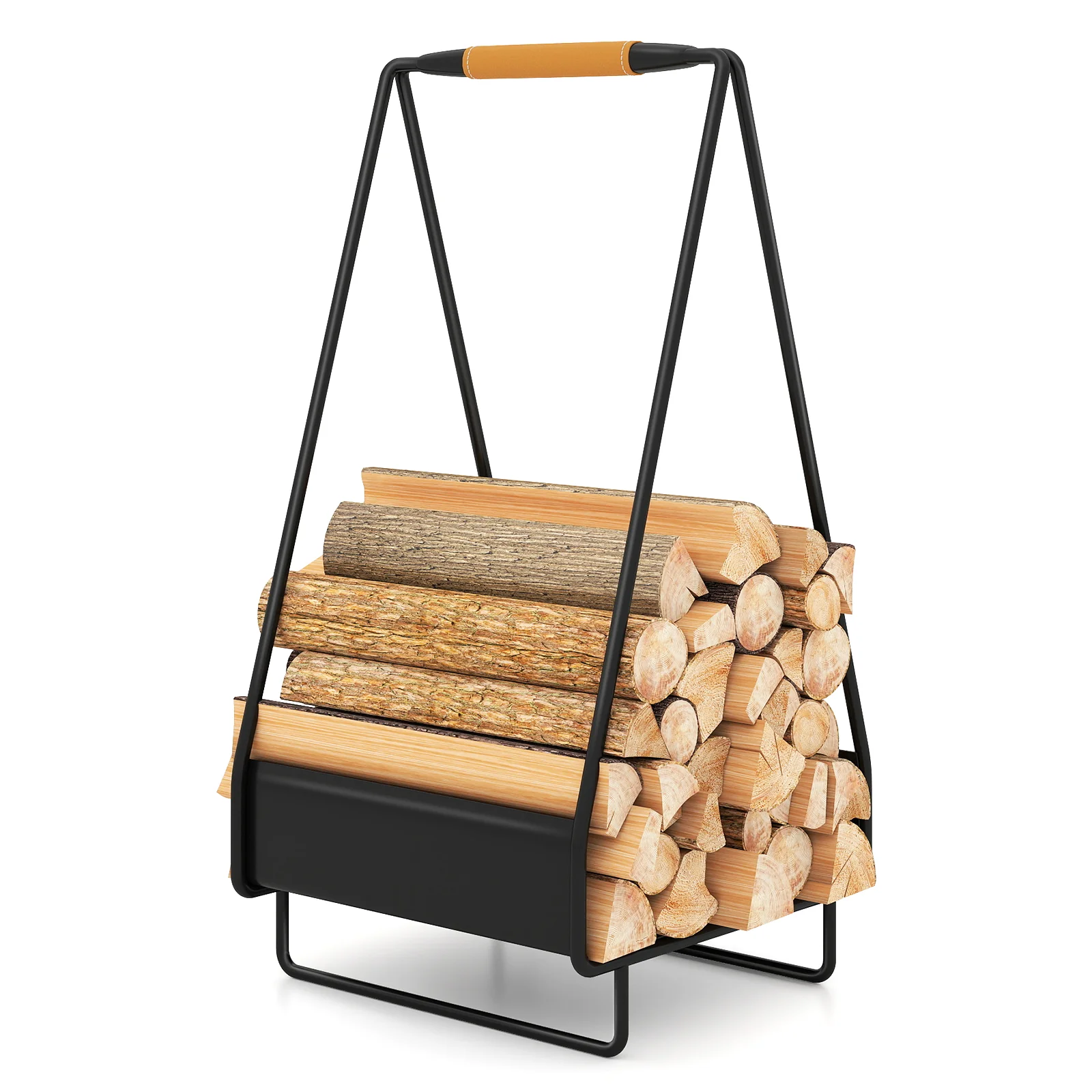 Firewood Storage Rack Heavy-duty Metal Log Holder with Handle and Square Rack - Image 4