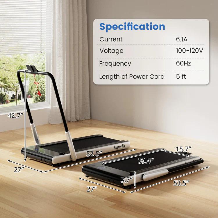 Fitness Room Set: Dumbbell Weight Set+3-in-1 3HP Folding Treadmill - Image 7