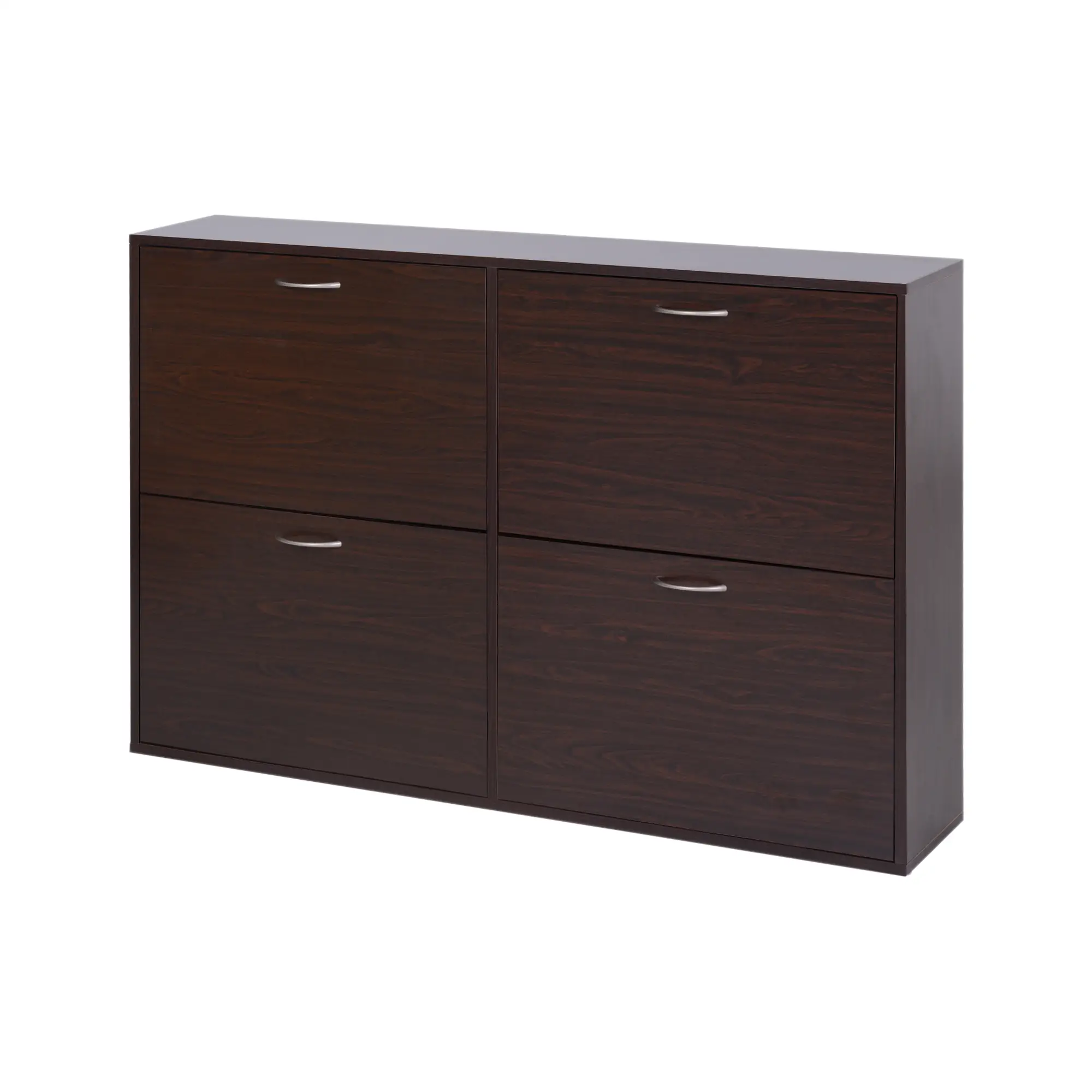 Flip Down Shoe Storage, Wooden Cabinet, 4 Drawer Organizer, Brown - Image 11