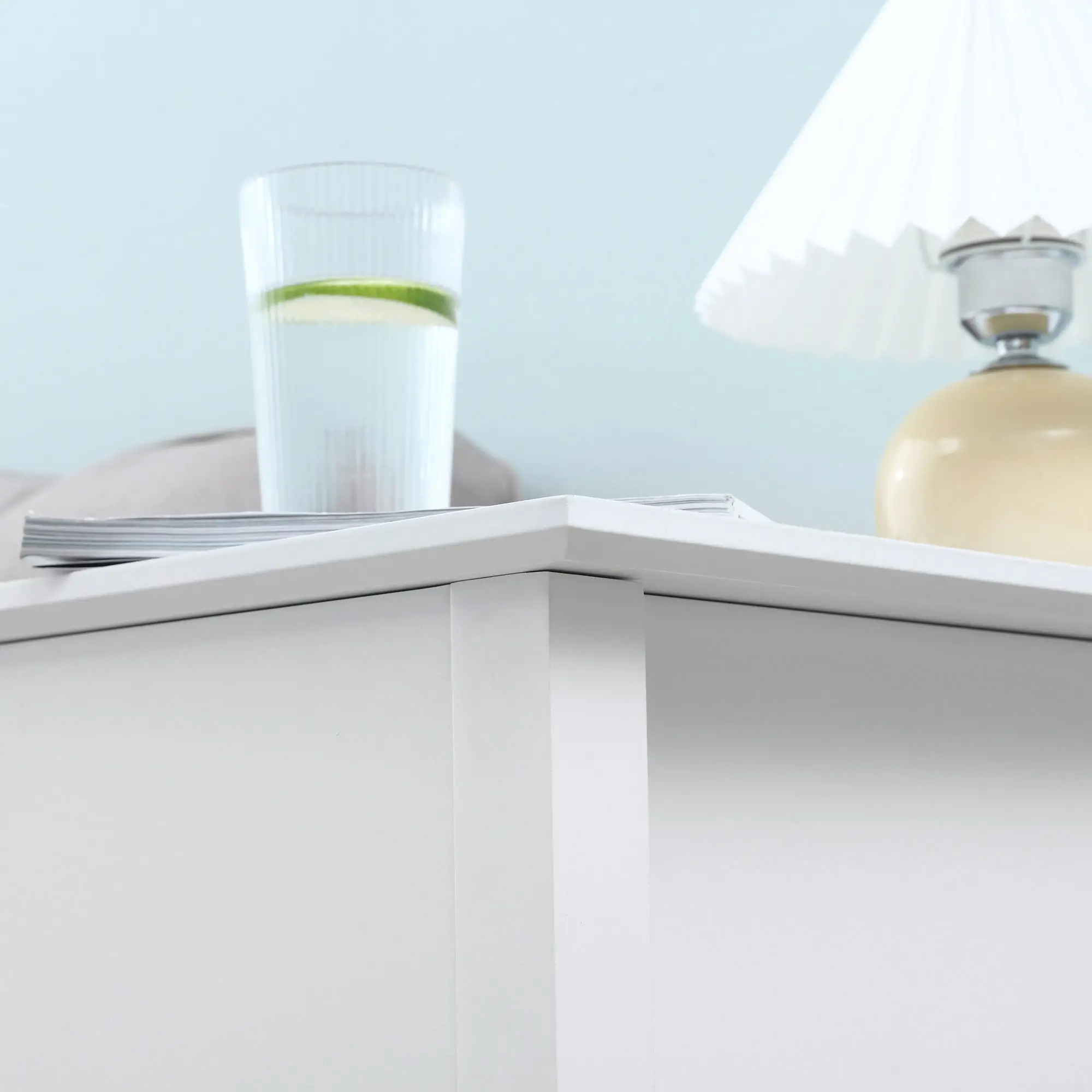 Flip Top End Table, Side Table with Storage, Narrow Nightstand, White - Image 12
