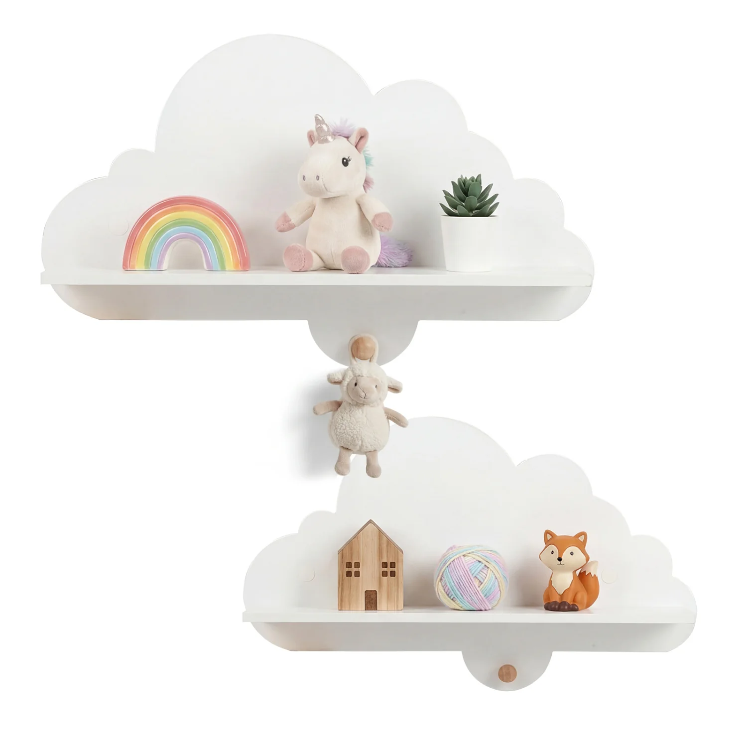 Floating Cloud Shelves, Wall Mounted Storage Display Rack, White - Image 5