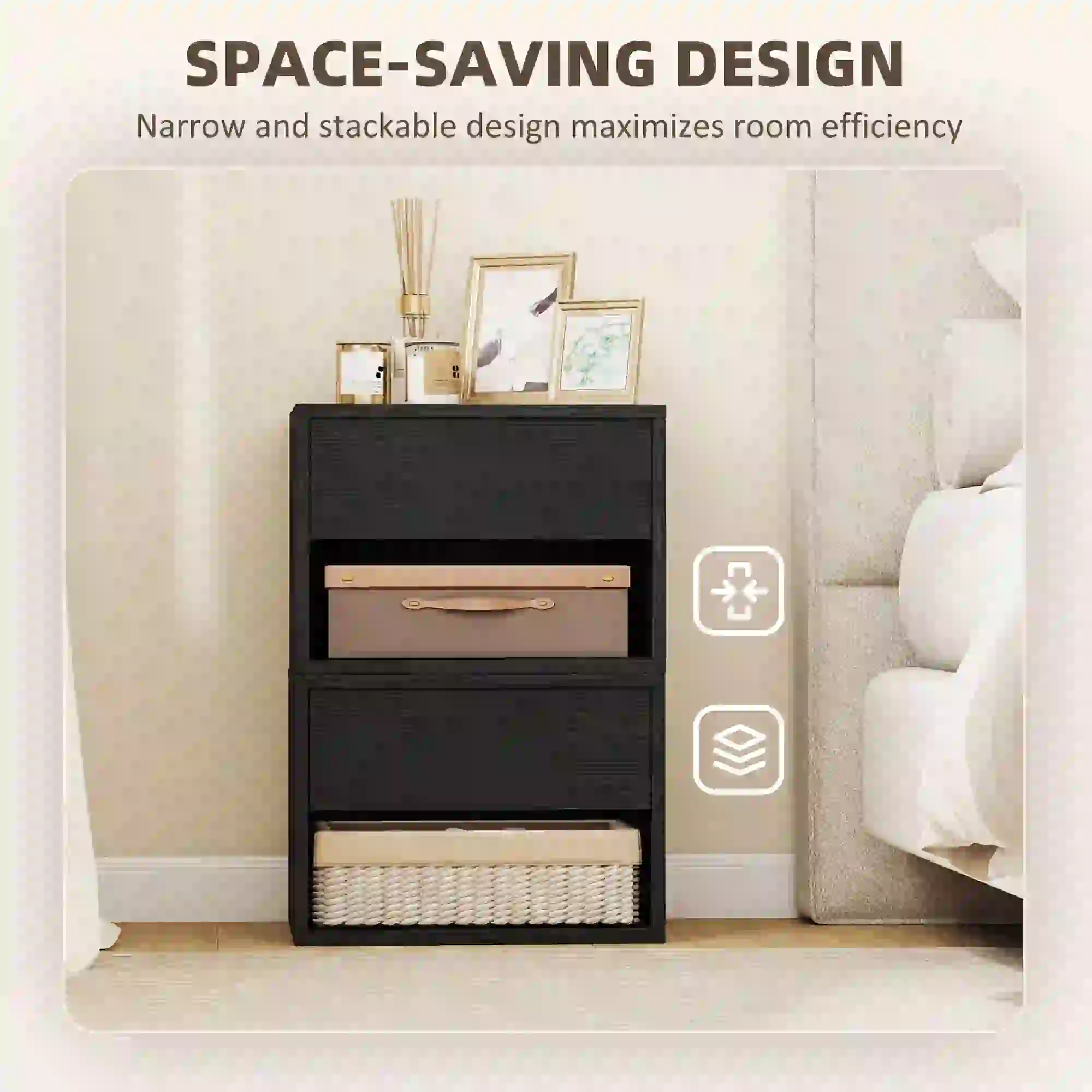 Floating Nightstand Set of 2, Wall Mounted Bedside Table with Drawer, Black - Image 6