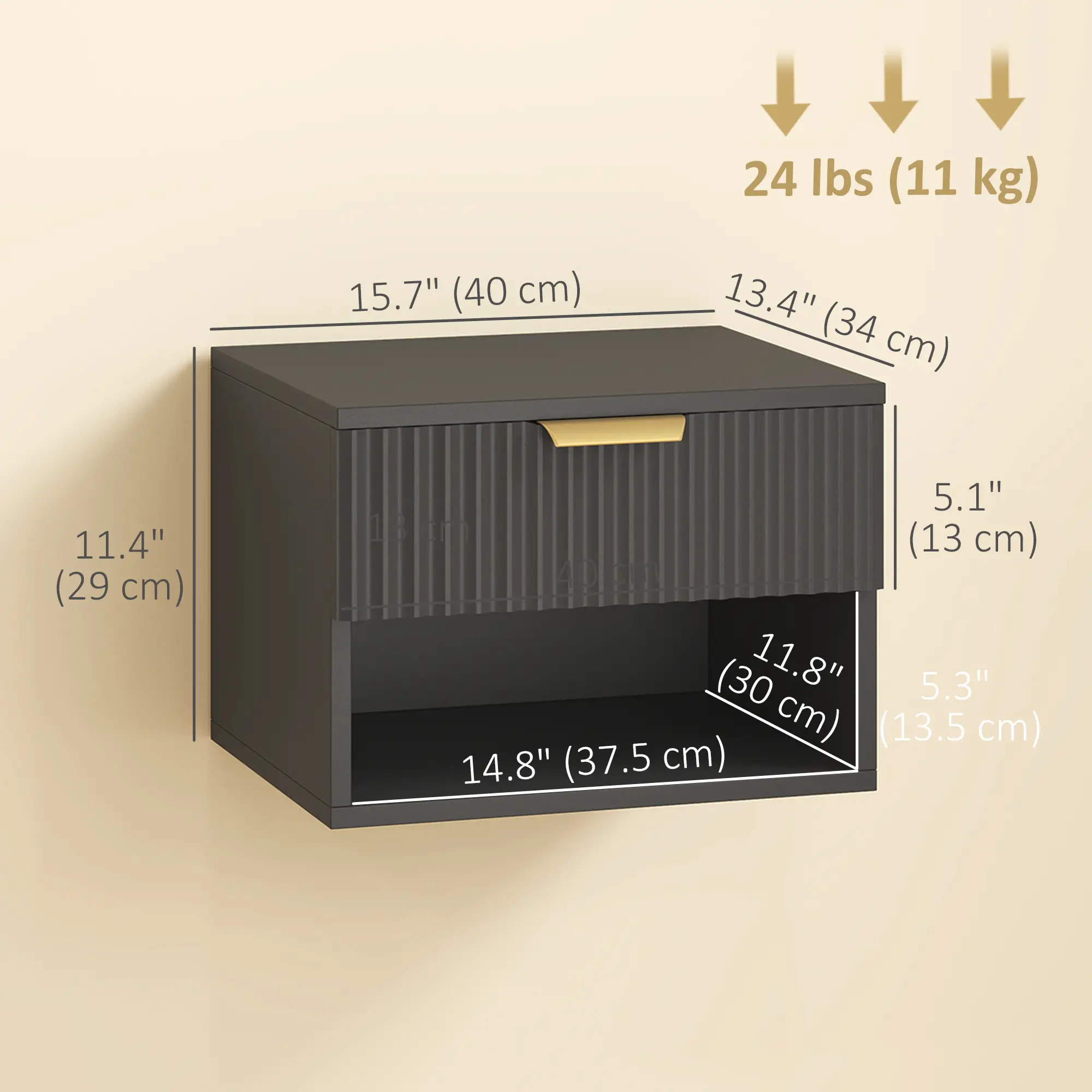 Floating Nightstands, Wall Mounted Bedside Tables Set of 2, Black - Image 3