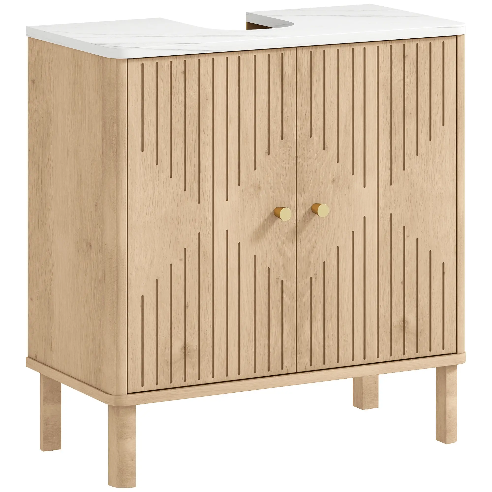 Floor Standing Bathroom Vanity, Bathroom Vanity Cabinet with Adjustable Shelf, Oak - Image 11