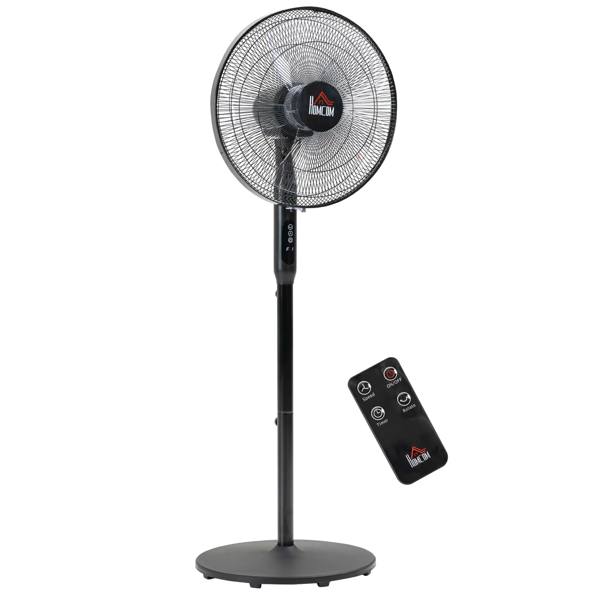 Floor Standing Fan with Remote, Oscillating, LED Screen, Black