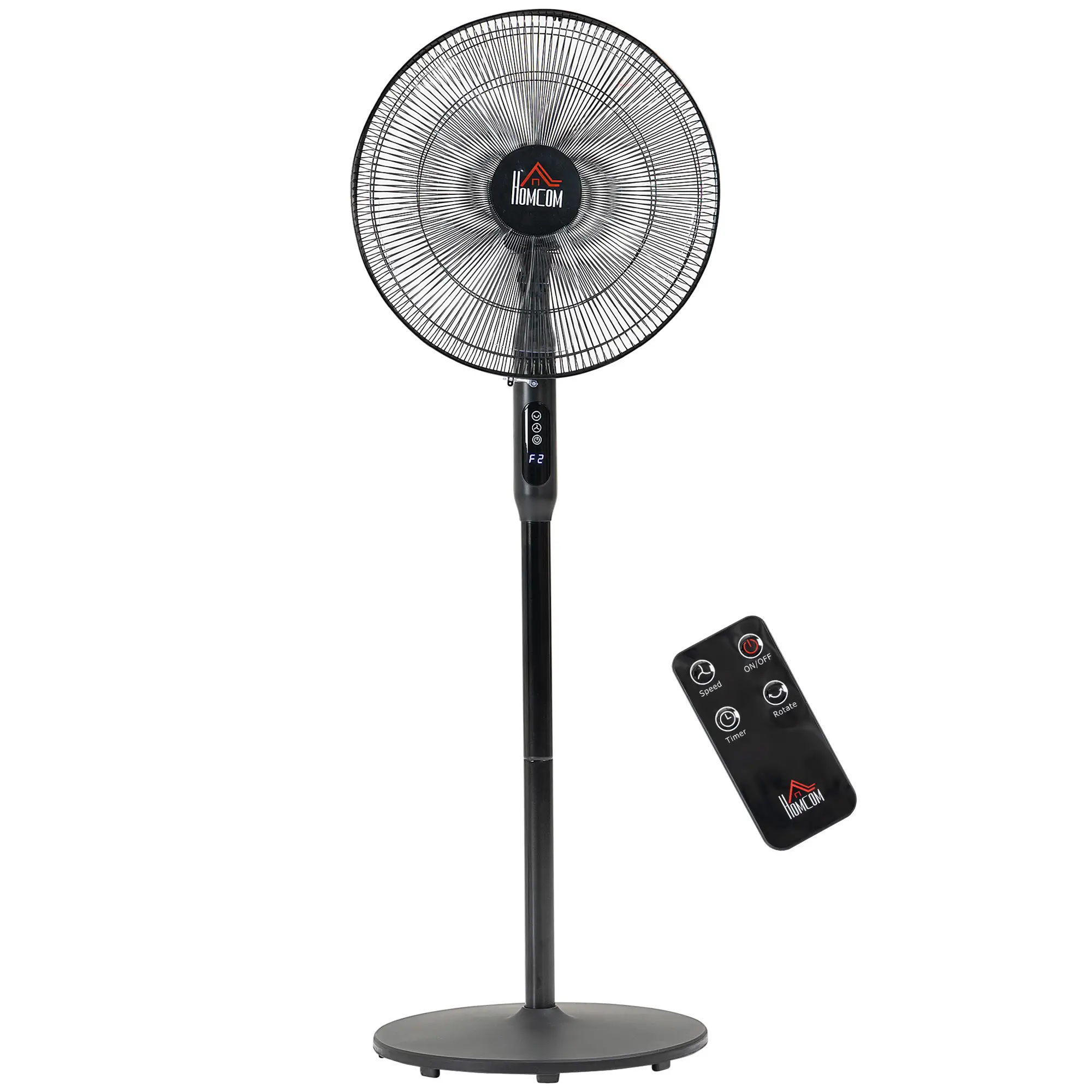 Floor Standing Fan with Remote, Oscillating, LED Screen, Black - Image 11