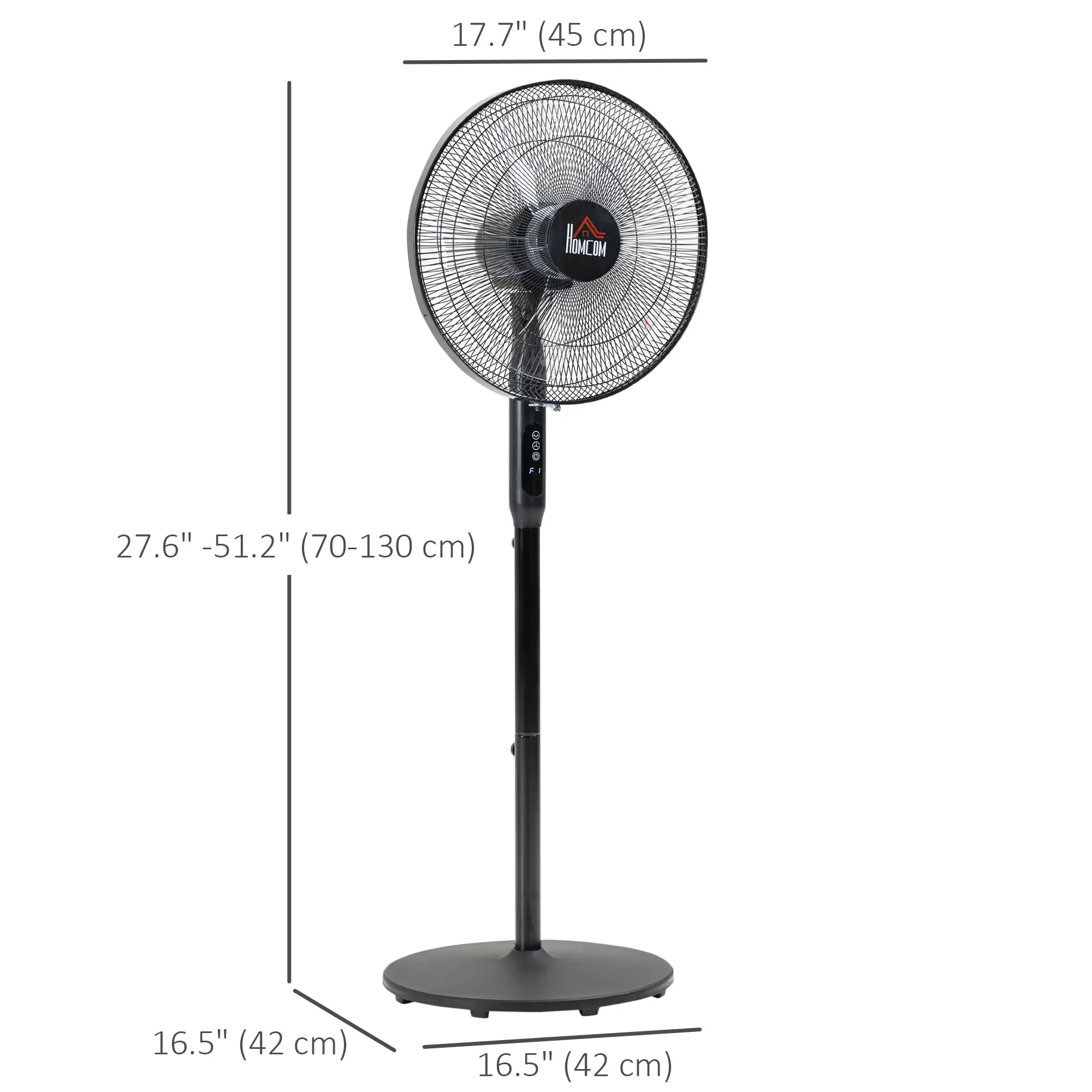 Floor Standing Fan with Remote, Oscillating, LED Screen, Black - Image 3