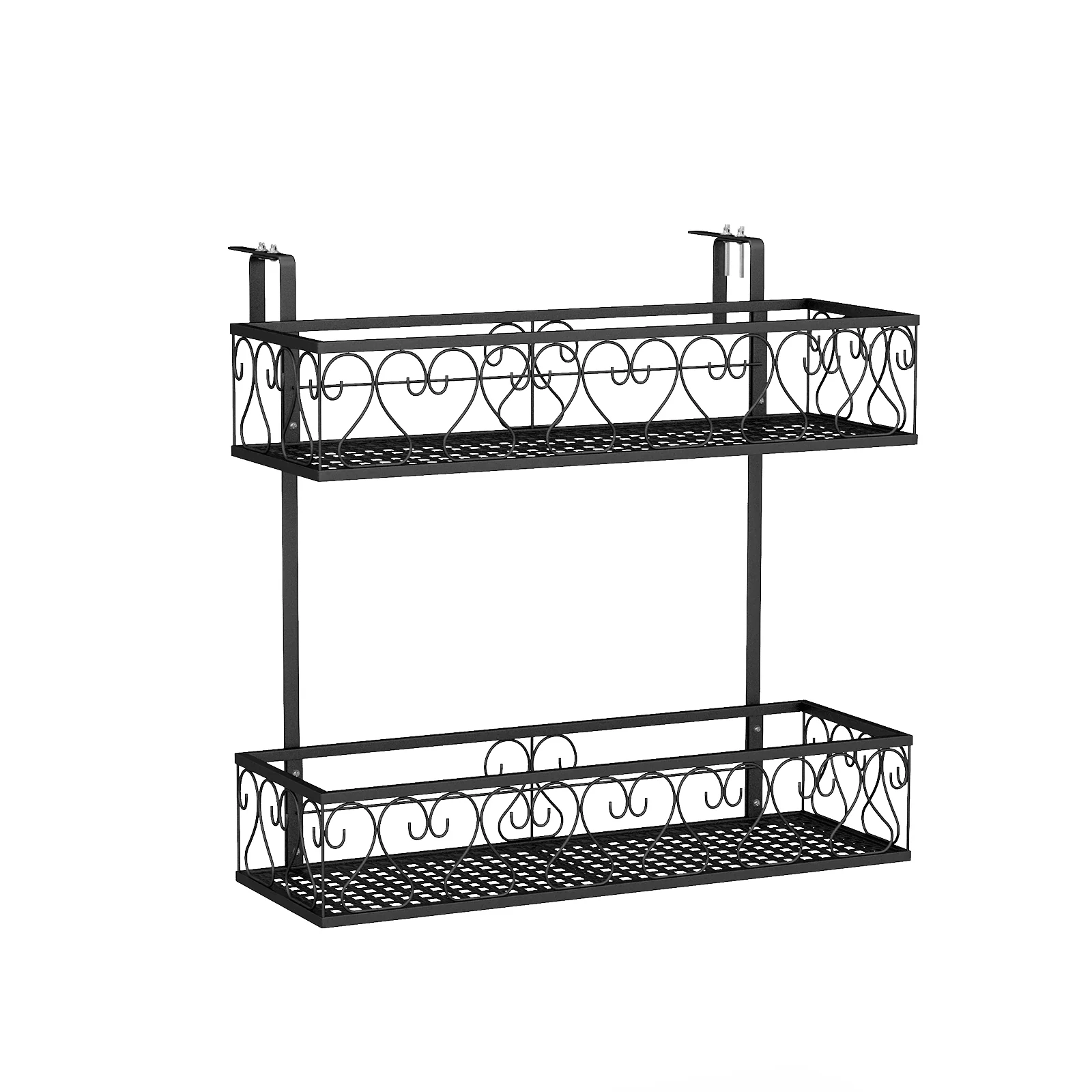 Flower Pot Holder, Adjustable Hooks, 2 Planter Baskets, Black - Image 4