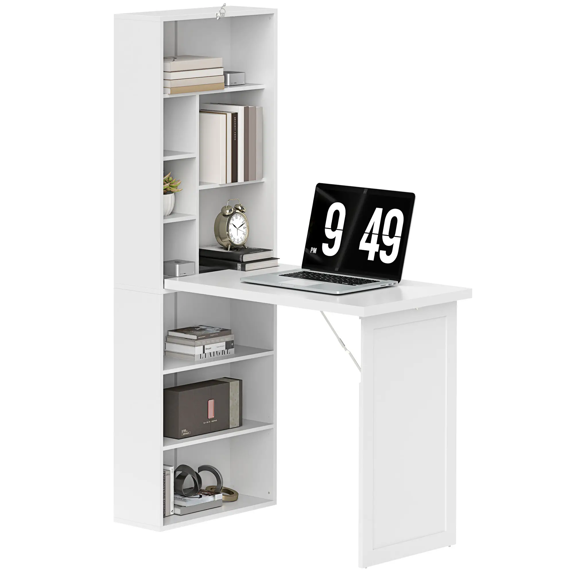 Fold Out Convertible Office Desk, Wall Mount Computer Desk, White - Image 11