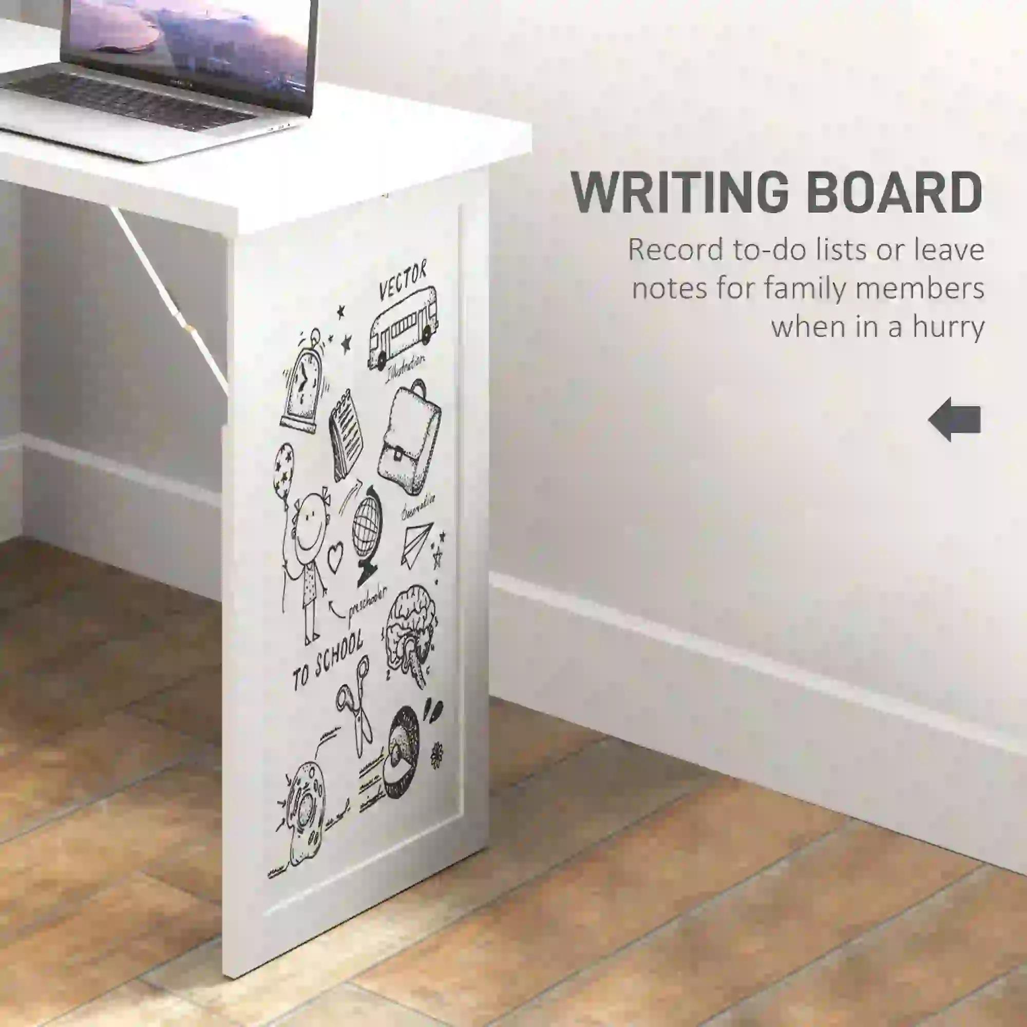 Fold Out Convertible Office Desk, Wall Mount Computer Desk, White - Image 6