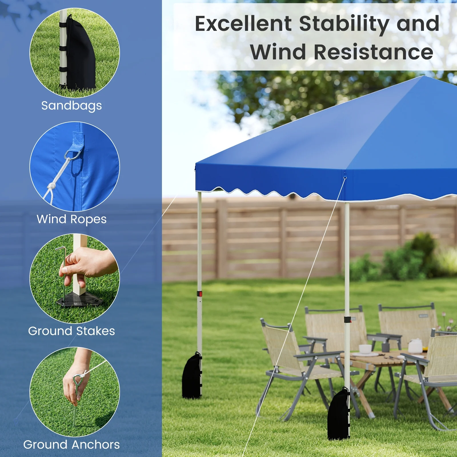 Foldable 10 X 10 Feet Pop Up Canopy Tent, Wheeled Bag, Blue - Image 8