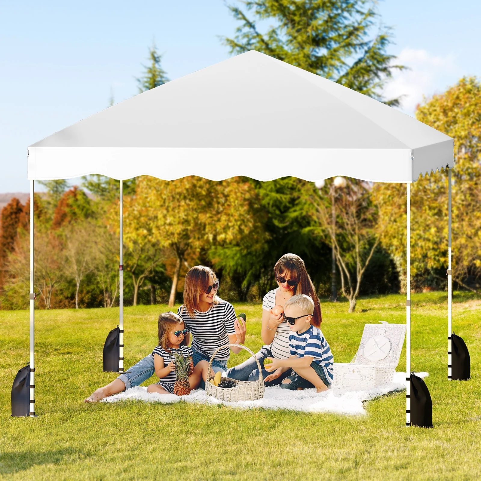 Foldable 10 X 10 Feet Pop Up Canopy Tent, Wheeled Bag, White - Image 3
