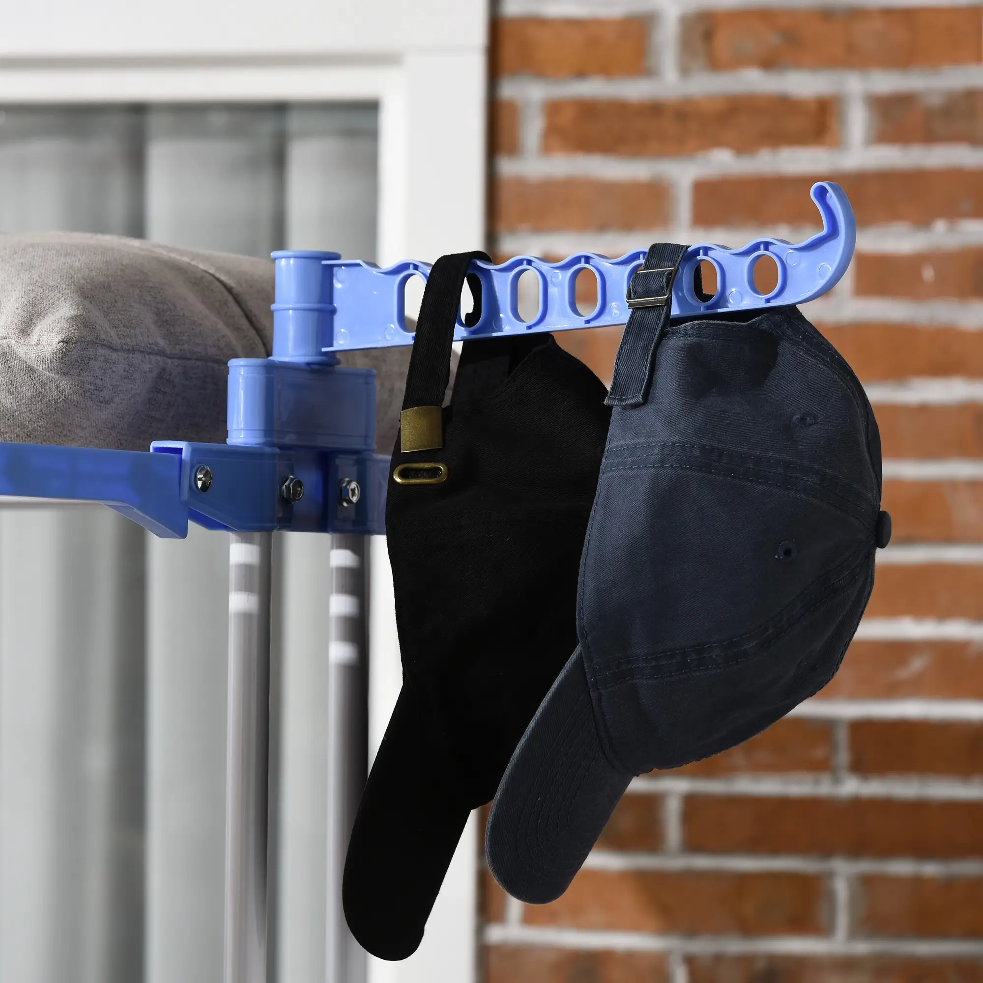 Foldable 4-Tier Steel Clothes Drying Rack, 2 Side Wings, 4 Castors, Indoor Outdoor, Blue - Image 9
