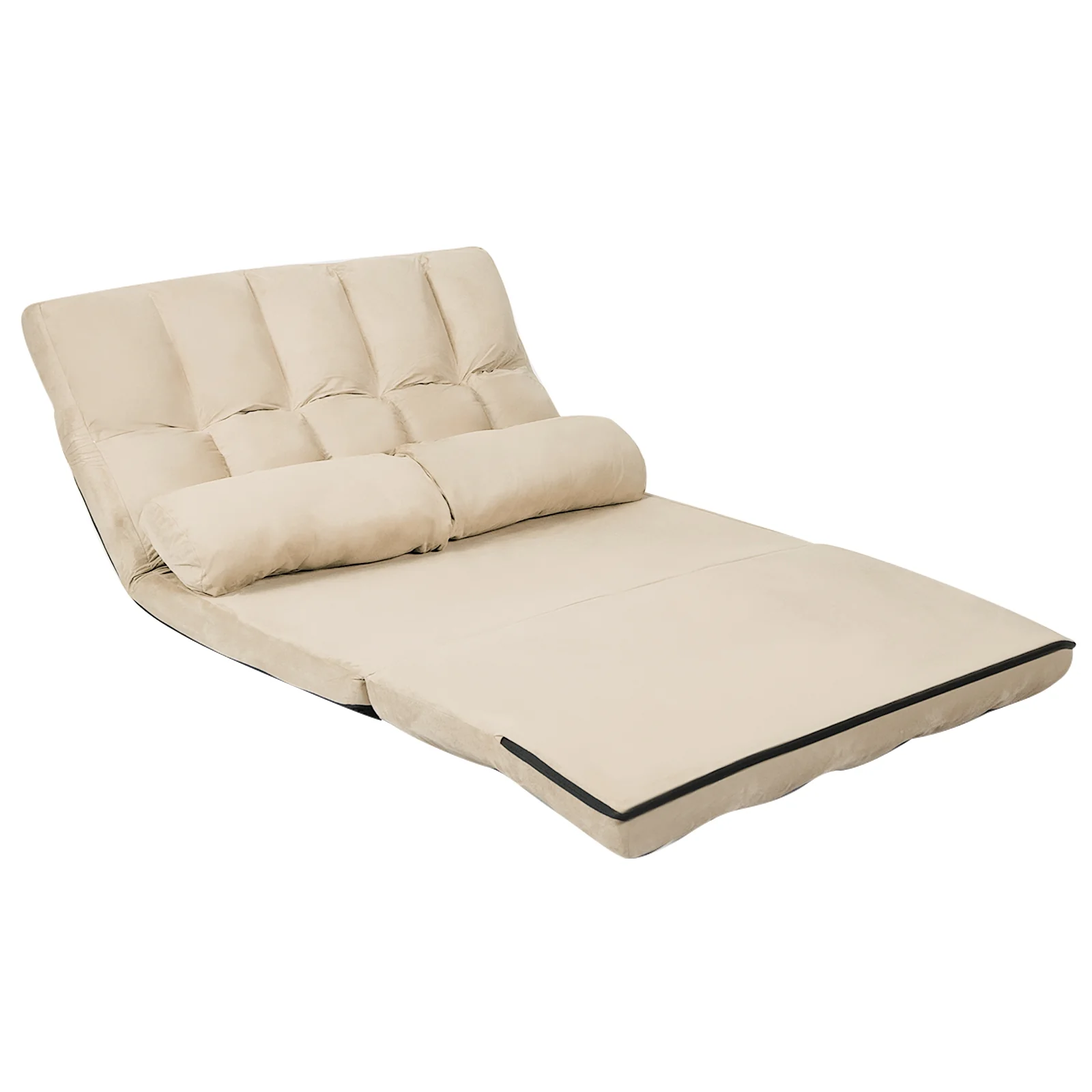 Foldable 6-Position Adjustable Lounge Couch, Beige