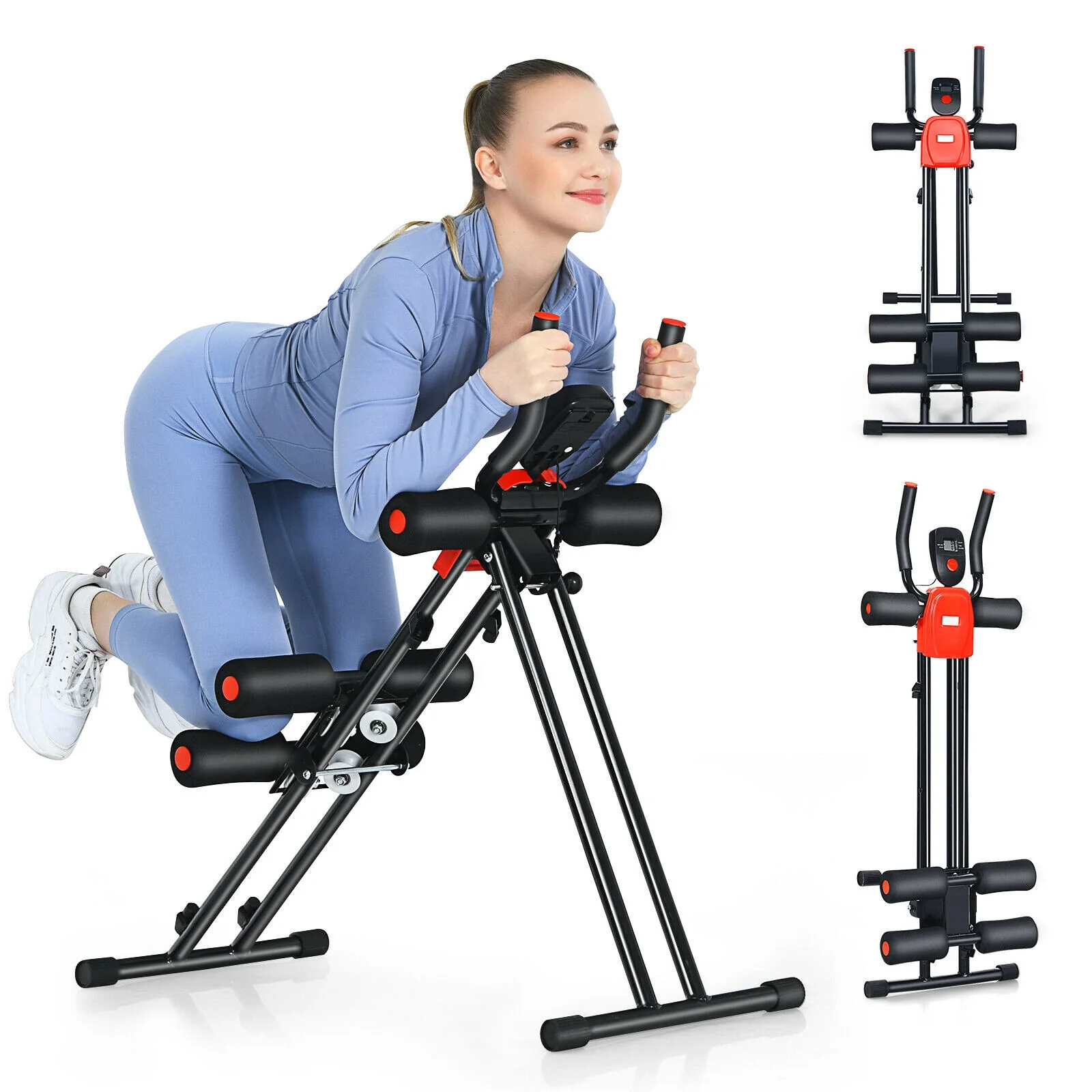 Foldable Adjustable Ab Trainer, 3 Resistance Levels, LCD Display, Black - Image 5