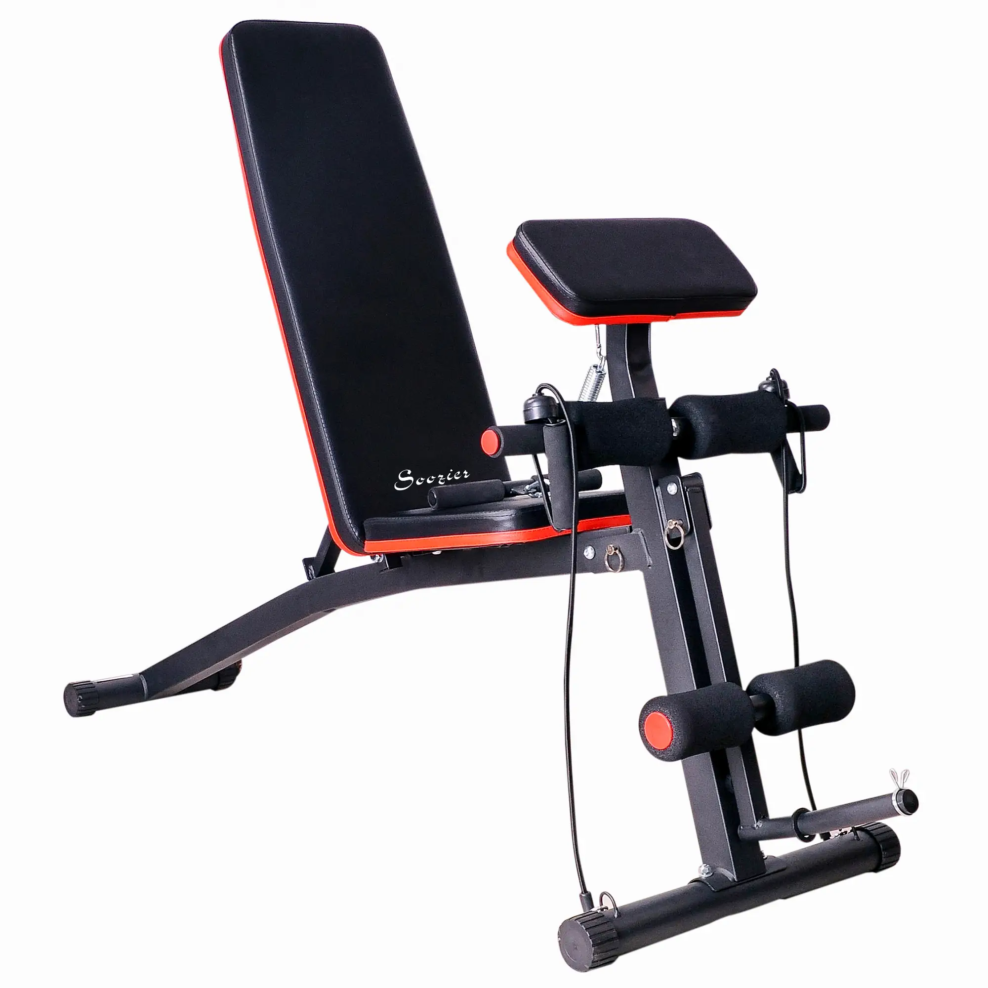 Foldable Adjustable Dumbbell Press Bench, Weight Training Gym Chair, Black & Red - Image 11