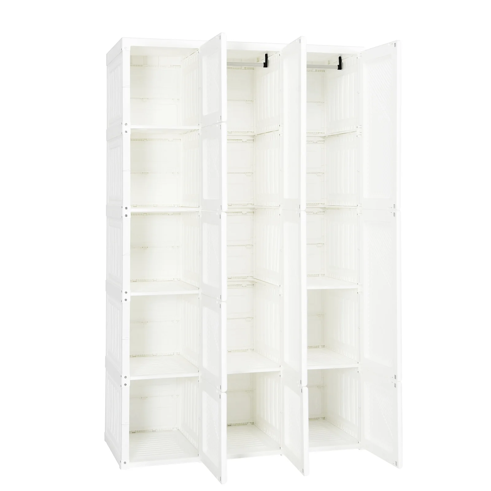 Foldable Armoire Wardrobe Closet, 10 Cubes, White - Image 5