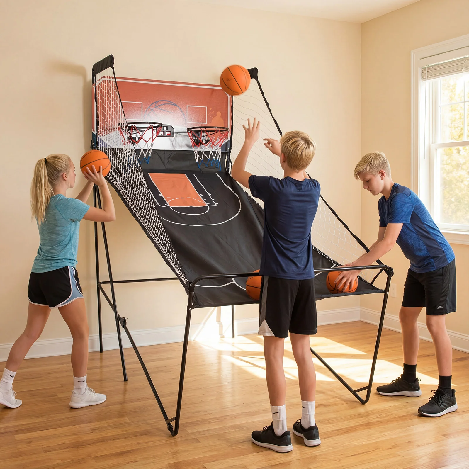 Foldable Basketball Arcade Game Kids Basketball Hoop Machine with 8 Exciting Playing Modes - Image 2