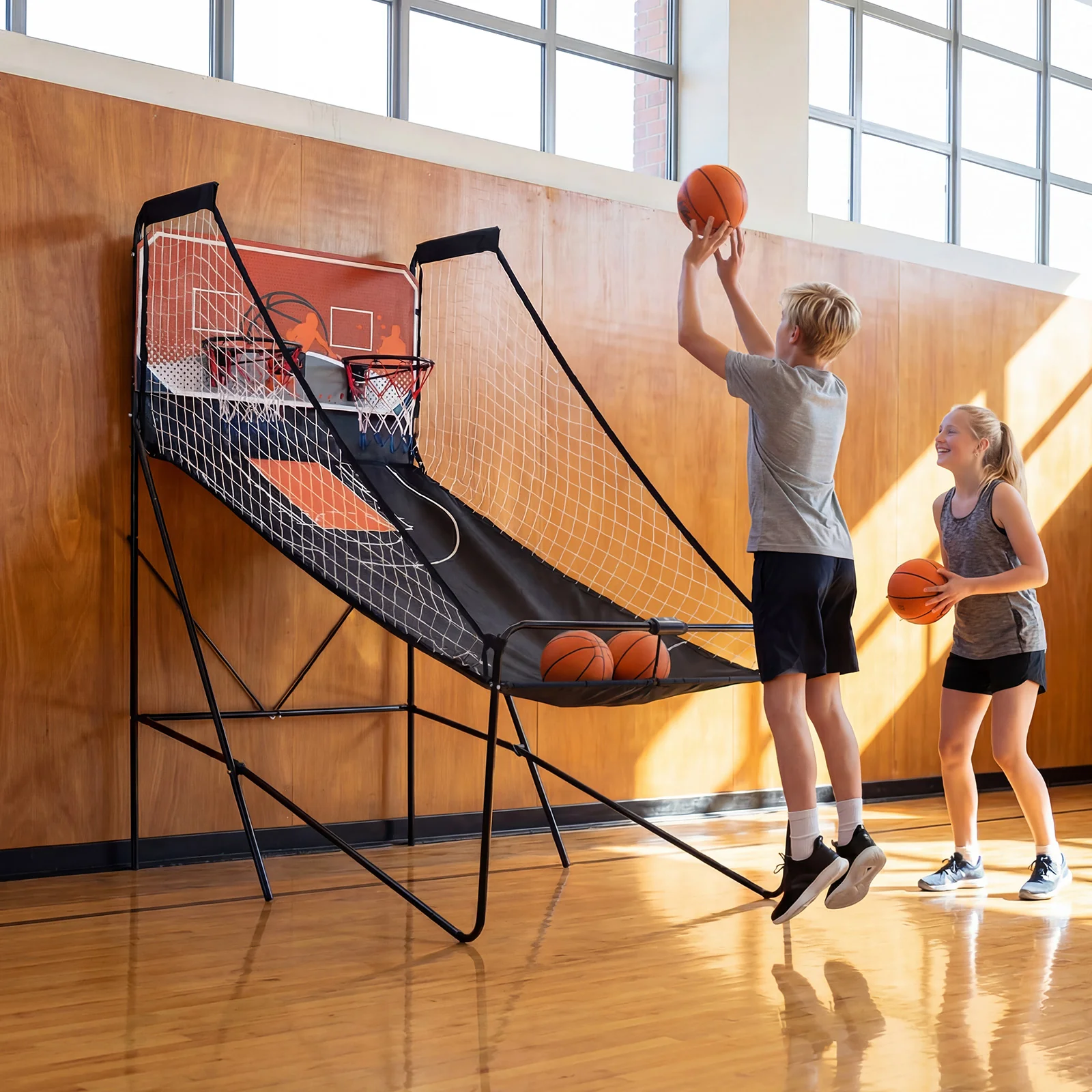 Foldable Basketball Arcade Game Kids Basketball Hoop Machine with 8 Exciting Playing Modes - Image 3