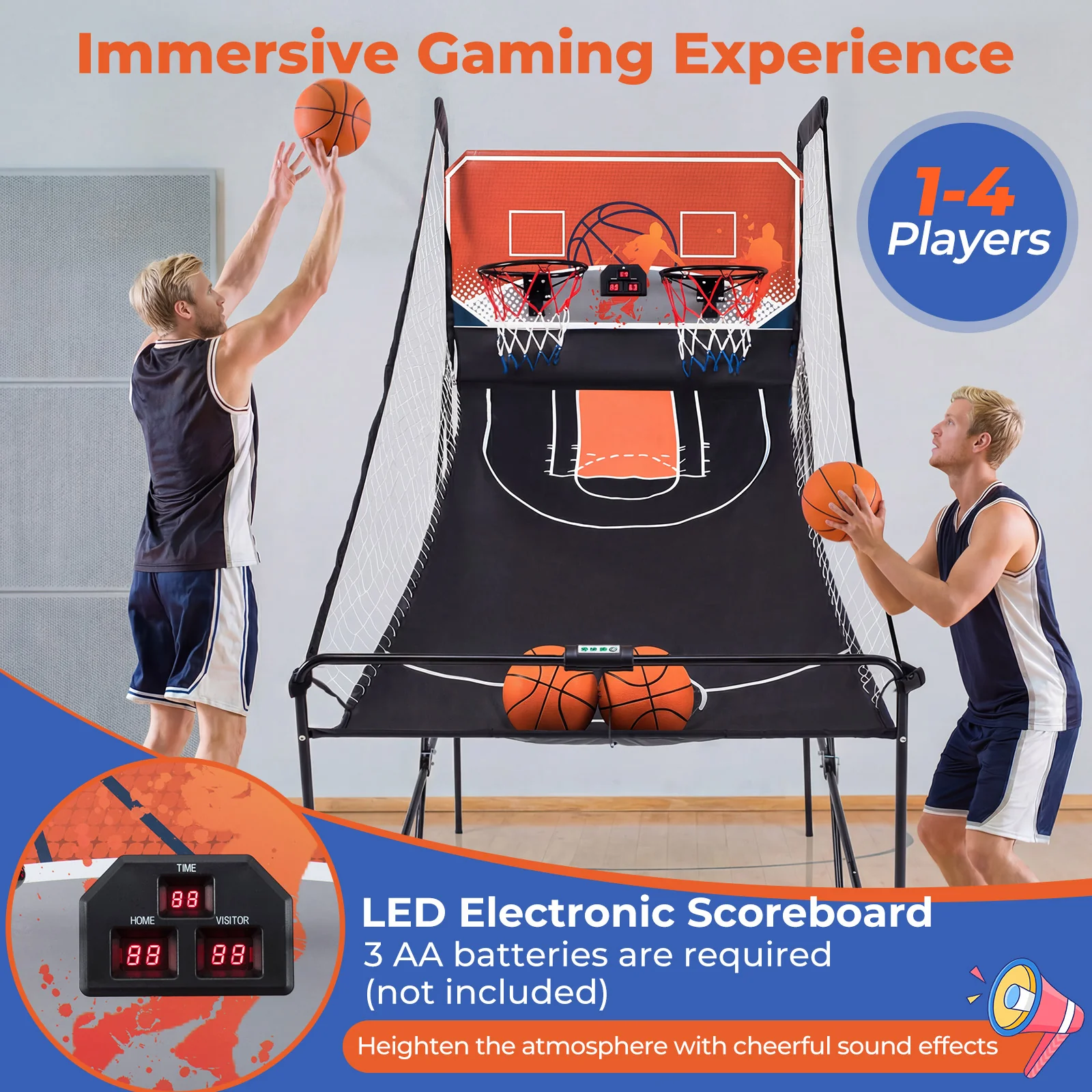 Foldable Basketball Arcade Game Kids Basketball Hoop Machine with 8 Exciting Playing Modes - Image 9