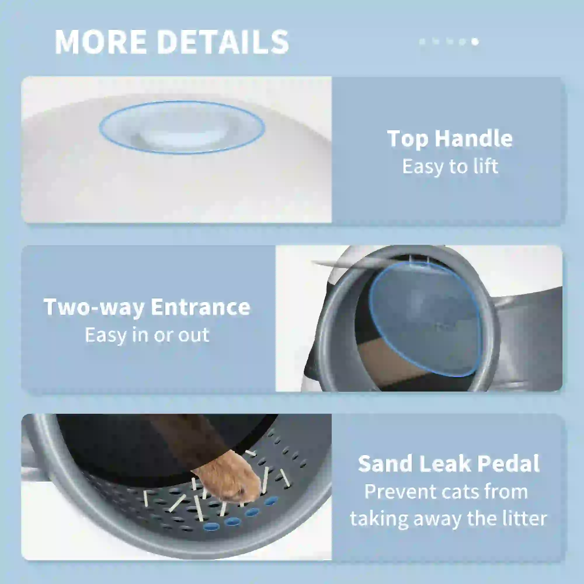 Foldable Cat Litter Box with Lid, Covered, White and Grey - Image 6