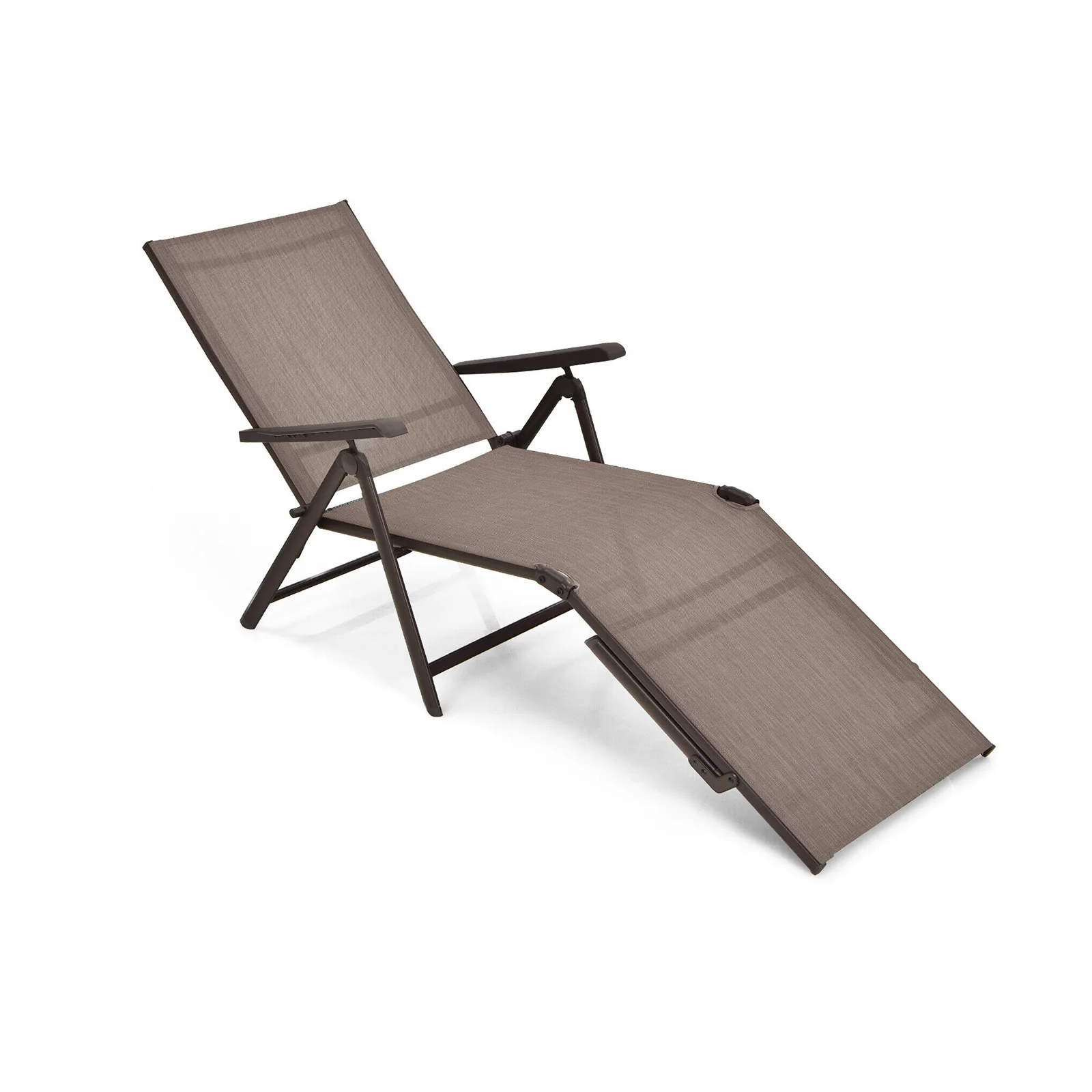 Foldable Chaise Lounge Chair With Backrest And Footrest, Brown - Image 2