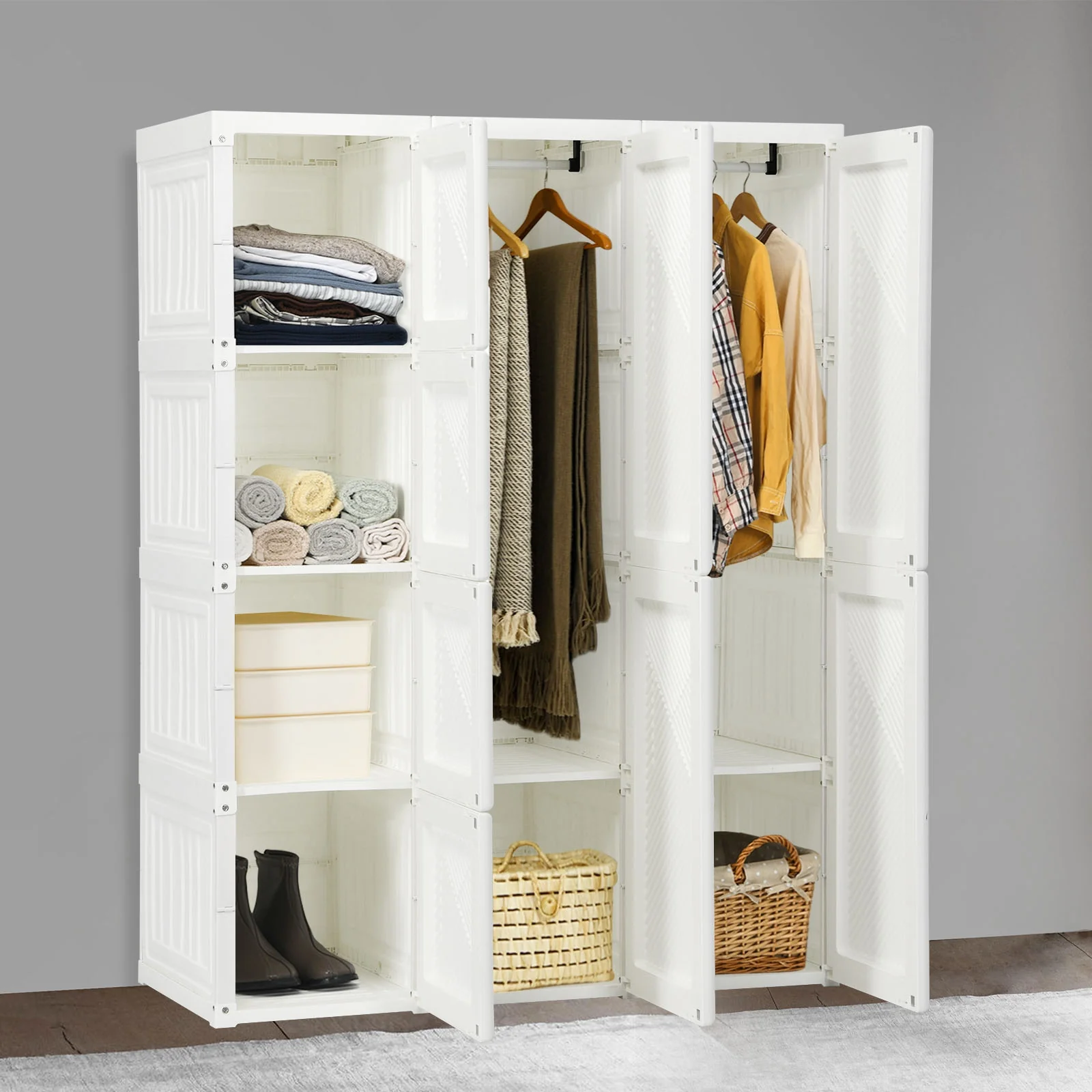 Foldable Closet Organizer, 8 Cubby Storage, White - Image 2