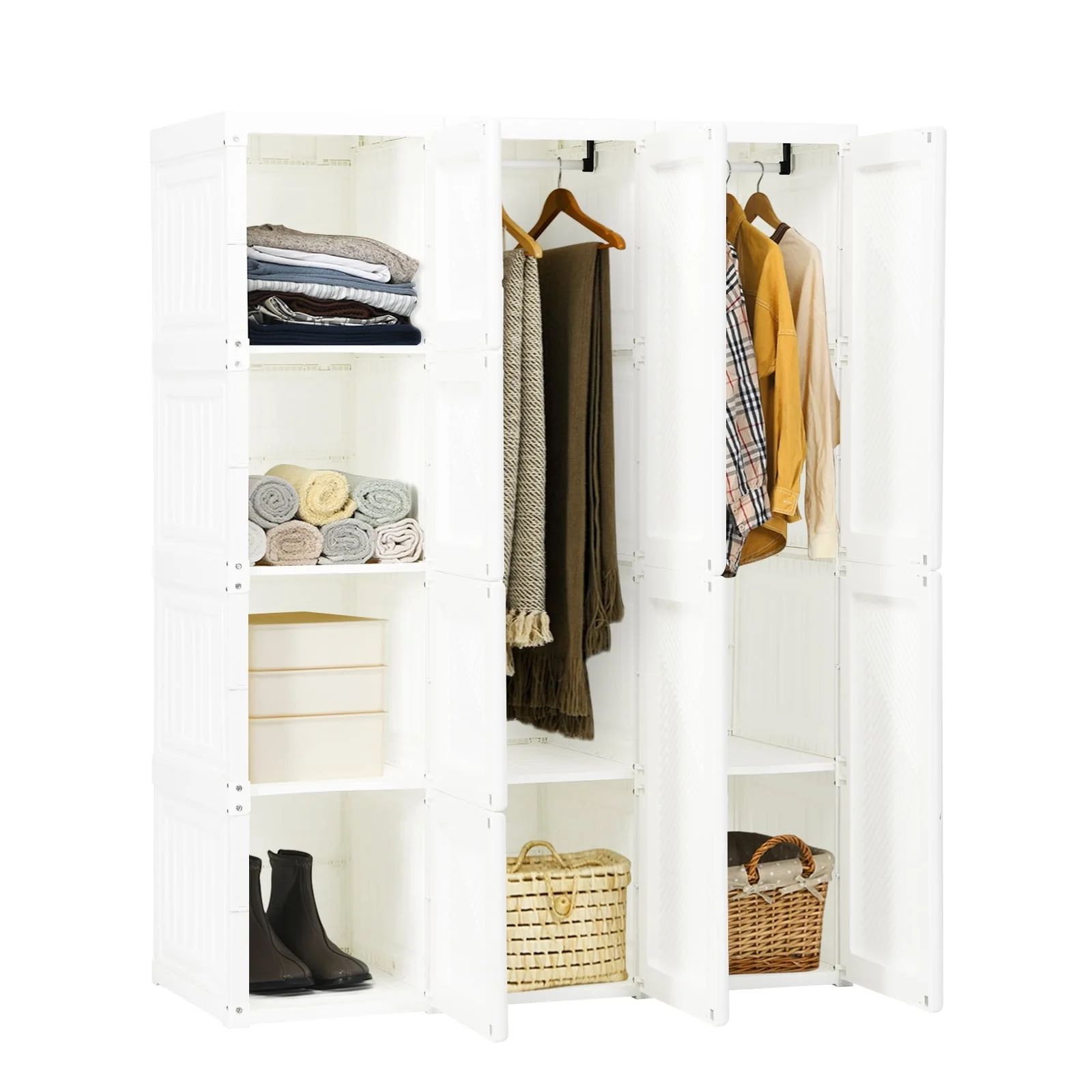 Foldable Closet Organizer, 8 Cubby Storage, White - Image 4