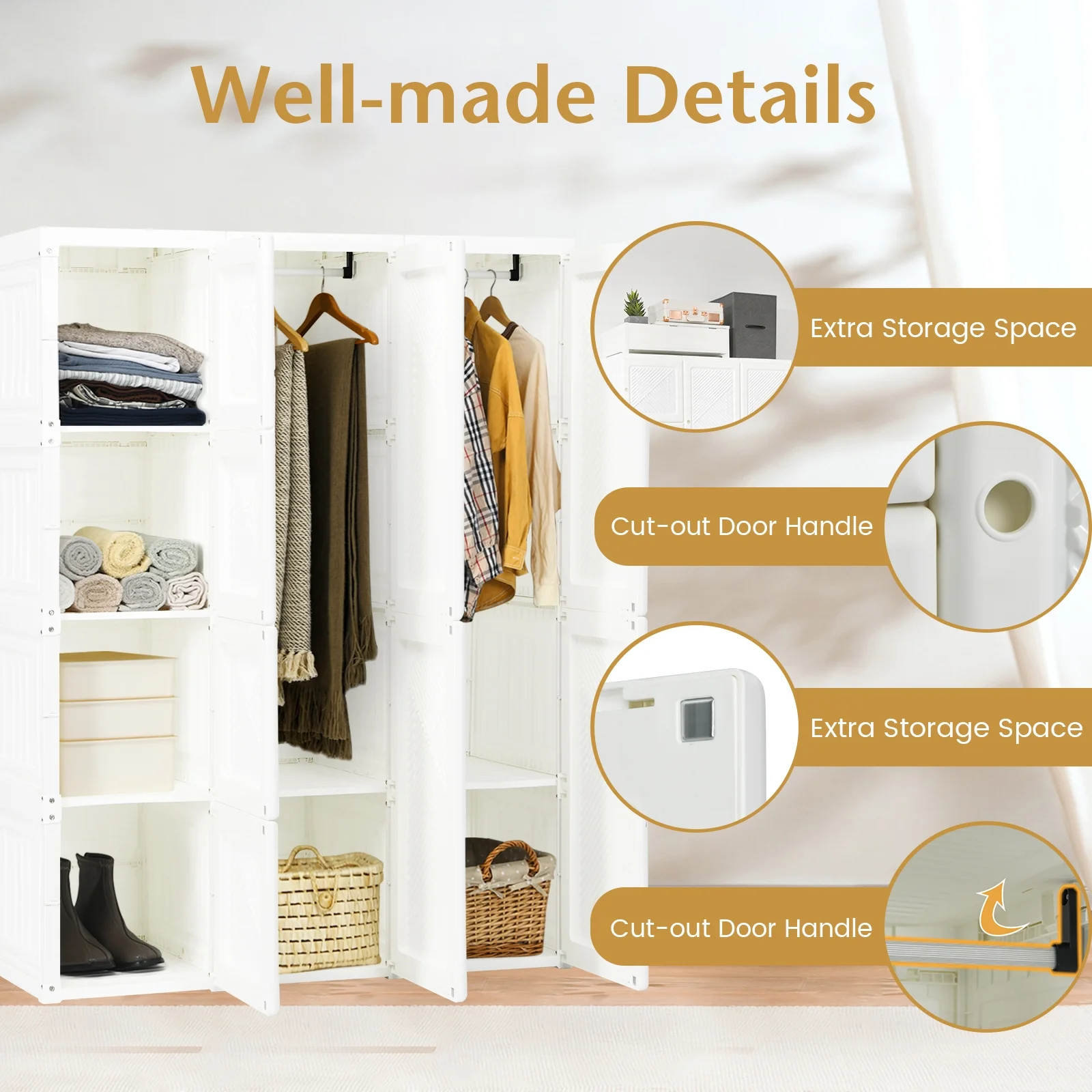 Foldable Closet Organizer, 8 Cubby Storage, White - Image 9