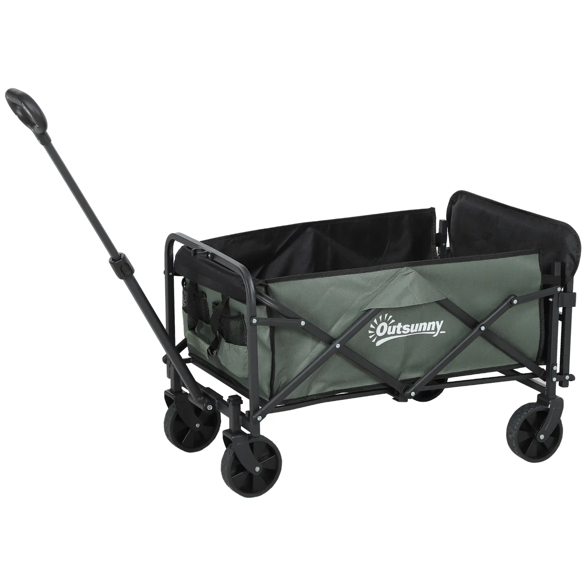 Foldable Collapsible Wagon Cart, 72L & 198 LBS Capacity, Green