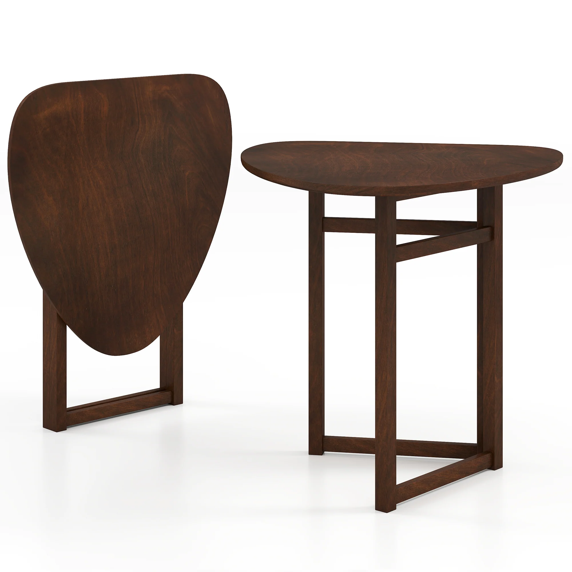 Foldable Dining Table 31.5, Triangular Kitchen Table For 2, Walnut - Image 5