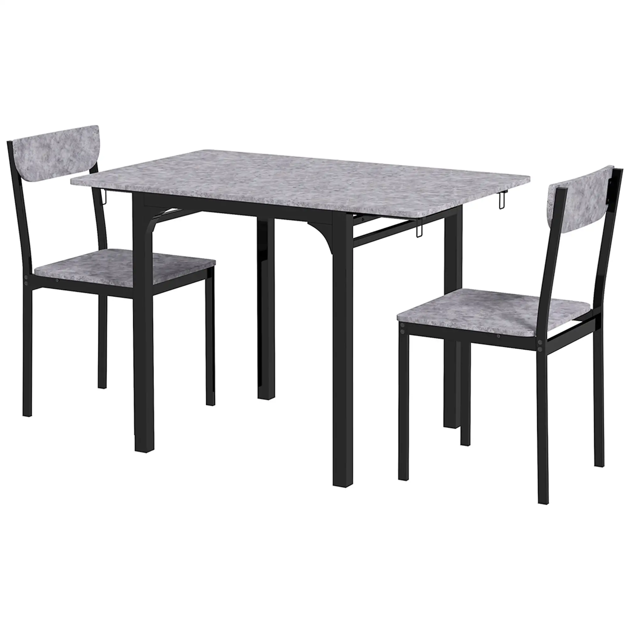 Foldable Dining Table Set for 2, Drop-Leaf Kitchen Table with 2 Chairs