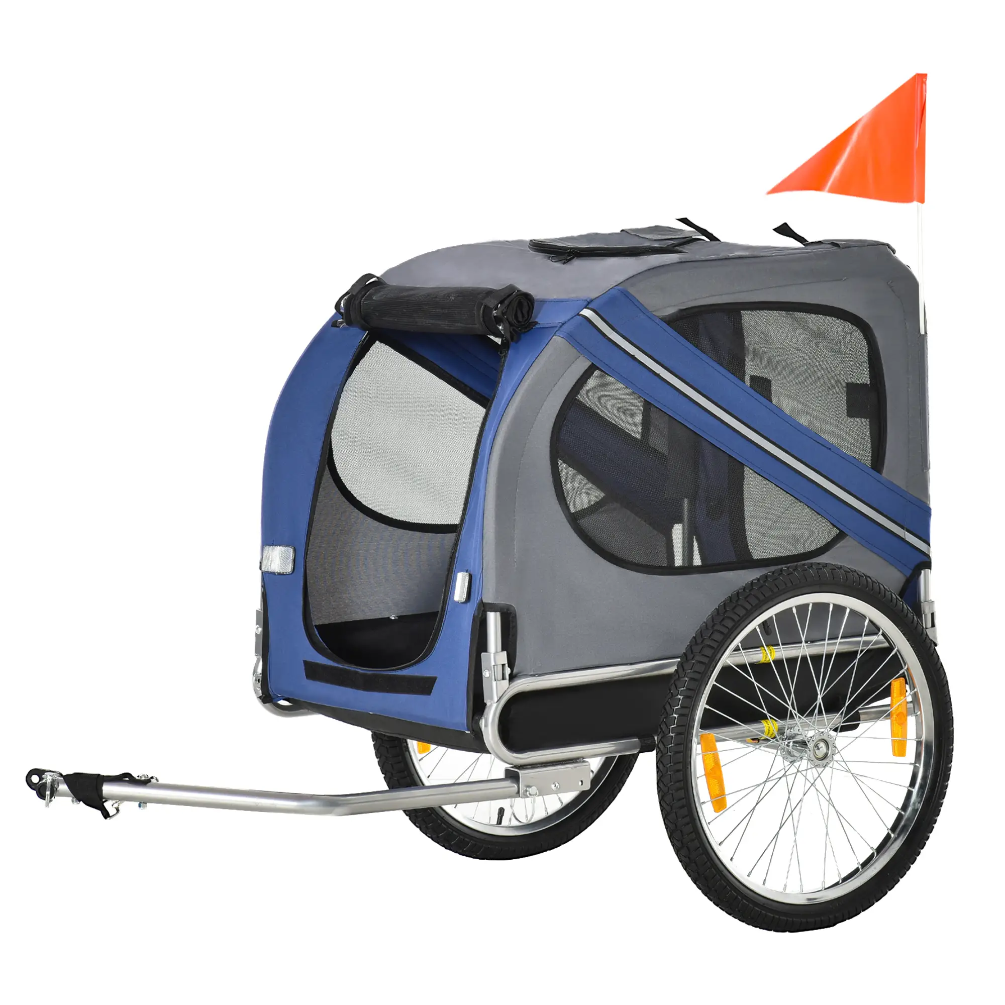 Foldable Dog Bike Trailer, Pet Cargo Carrier, Blue and Grey - Image 11