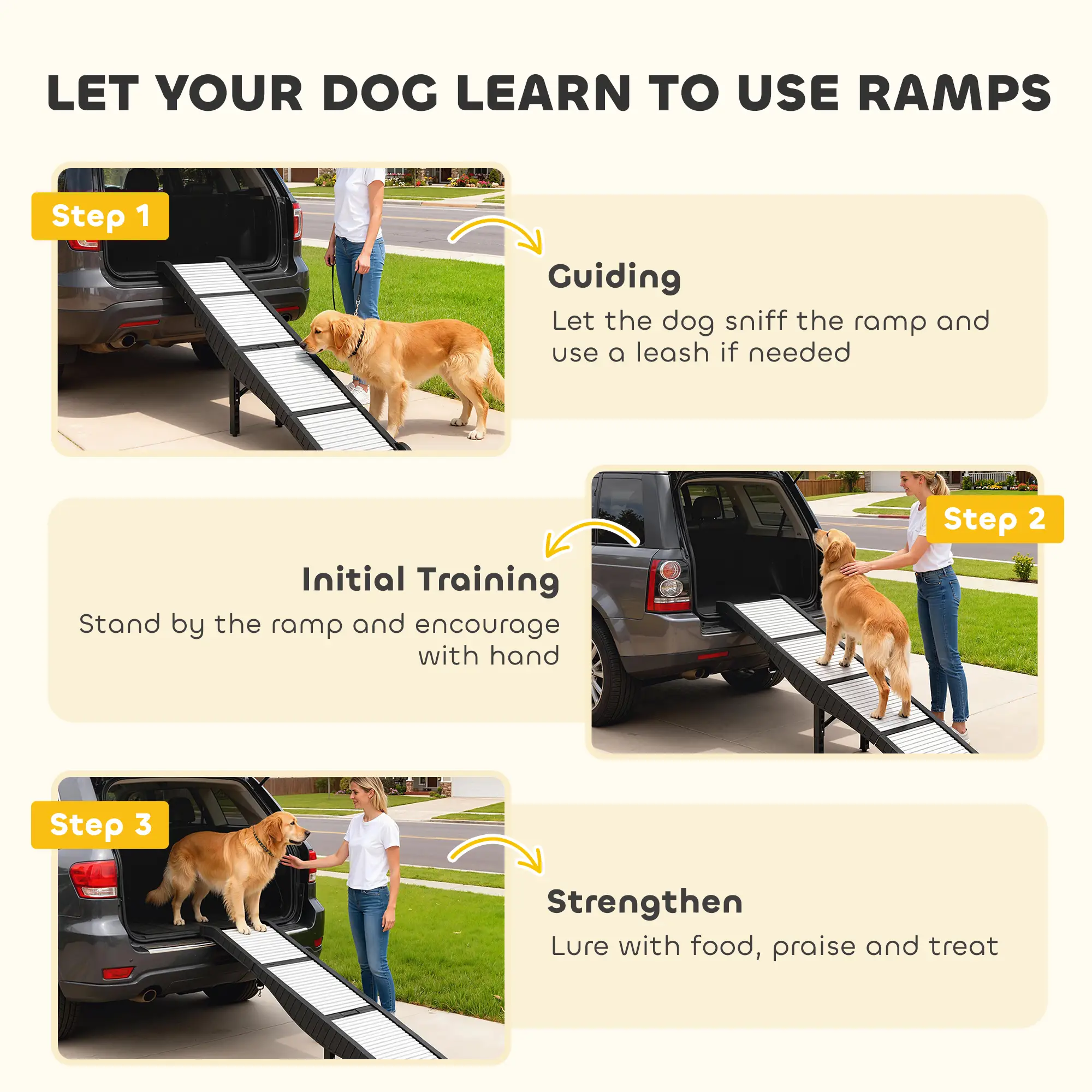 Foldable Dog Car Ramp, 69" x 15.7", Non-Slip TPR Surface, For Dogs Up To 220LBS - Image 9
