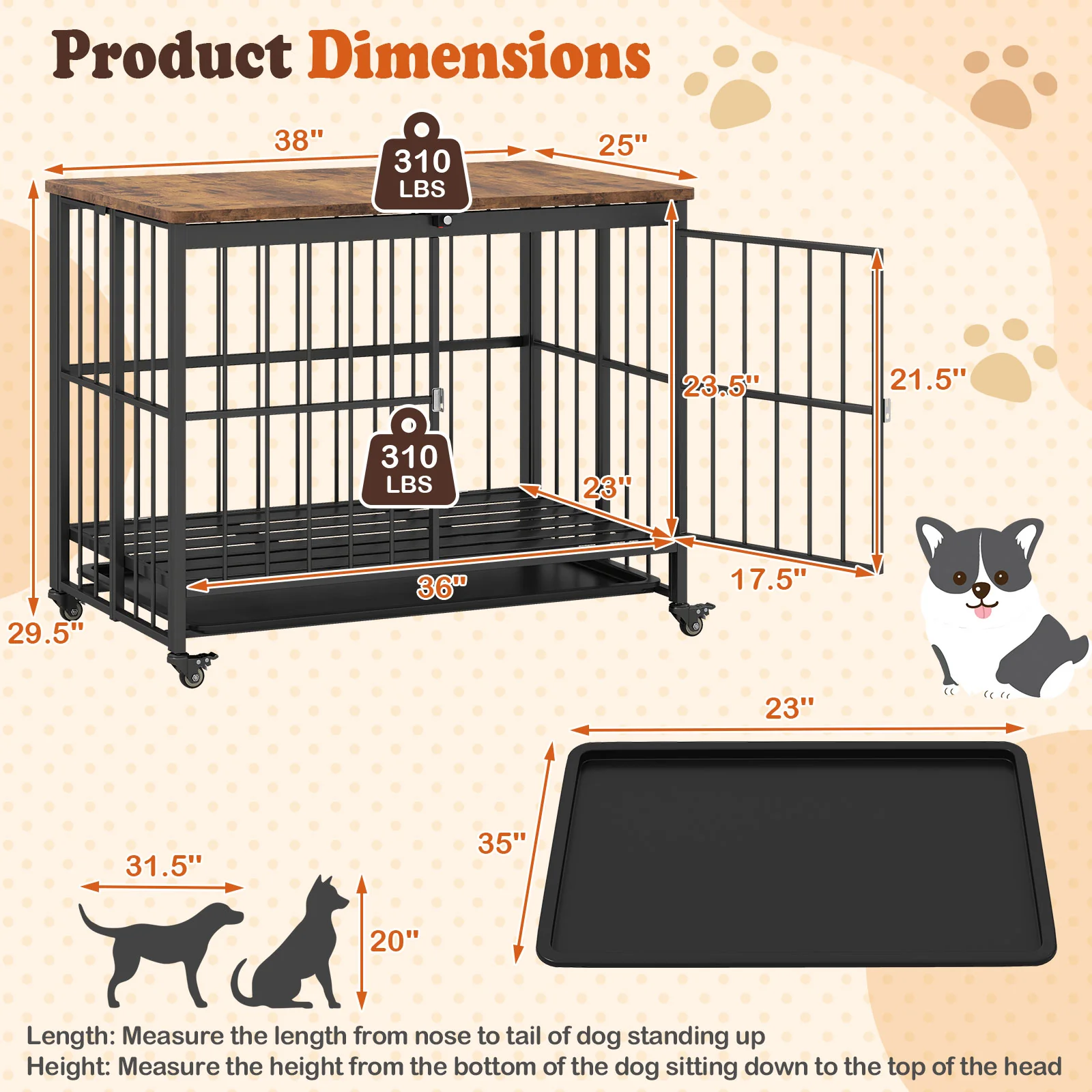Foldable Dog Crate Furniture, L, Black - Image 5