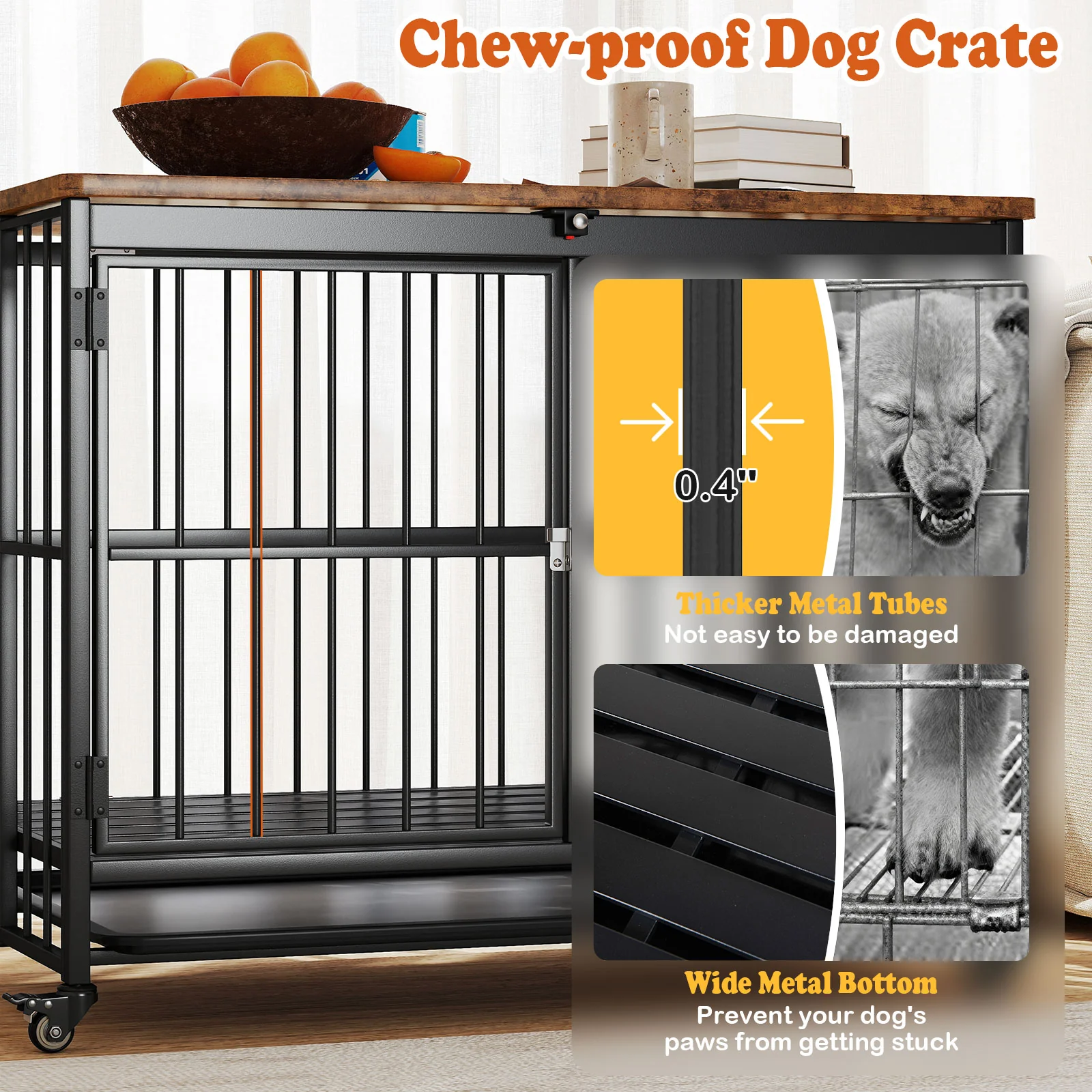 Foldable Dog Crate Furniture, L, Black - Image 7