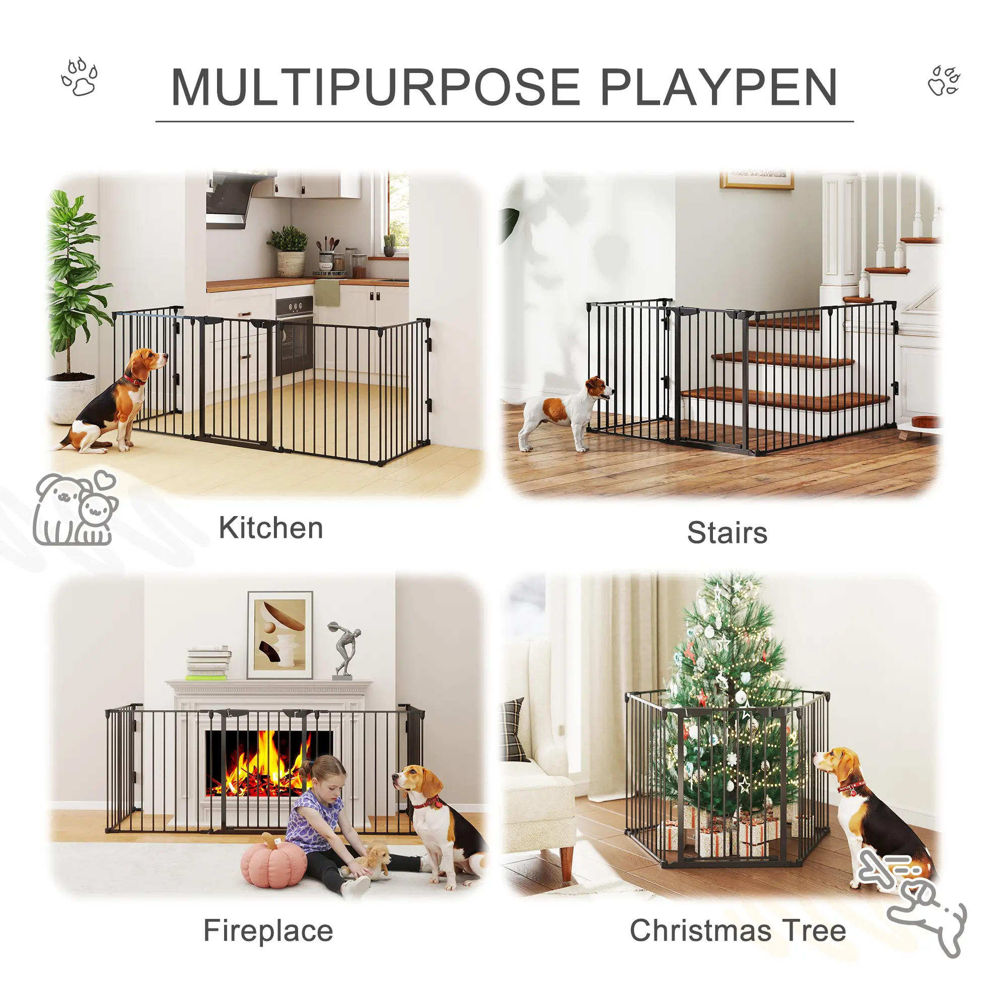 Foldable Dog Playpen, Indoor for Small Medium Dogs, Black - Image 4