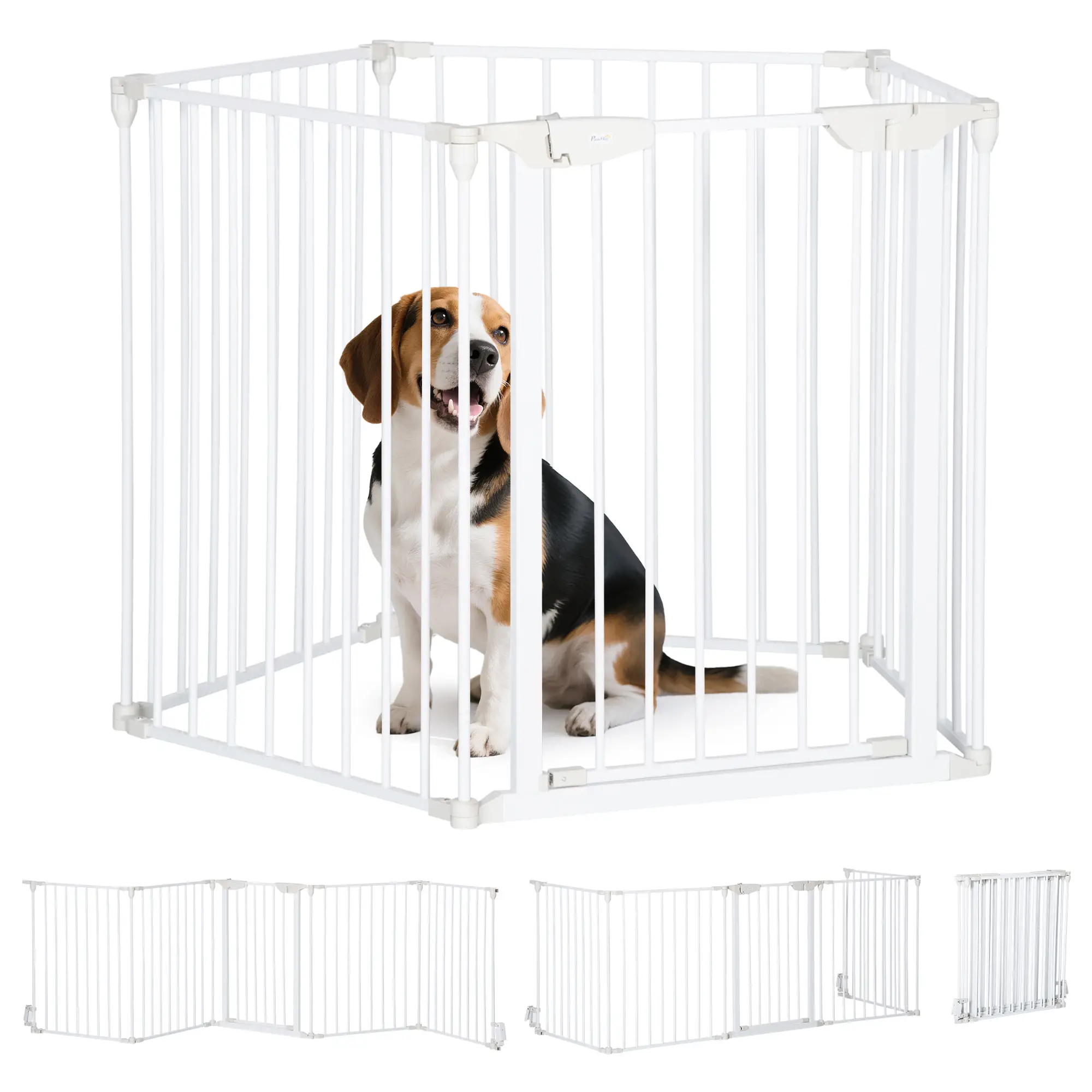 Foldable Dog Playpen, Small Medium Size, With Door, White - Image 11