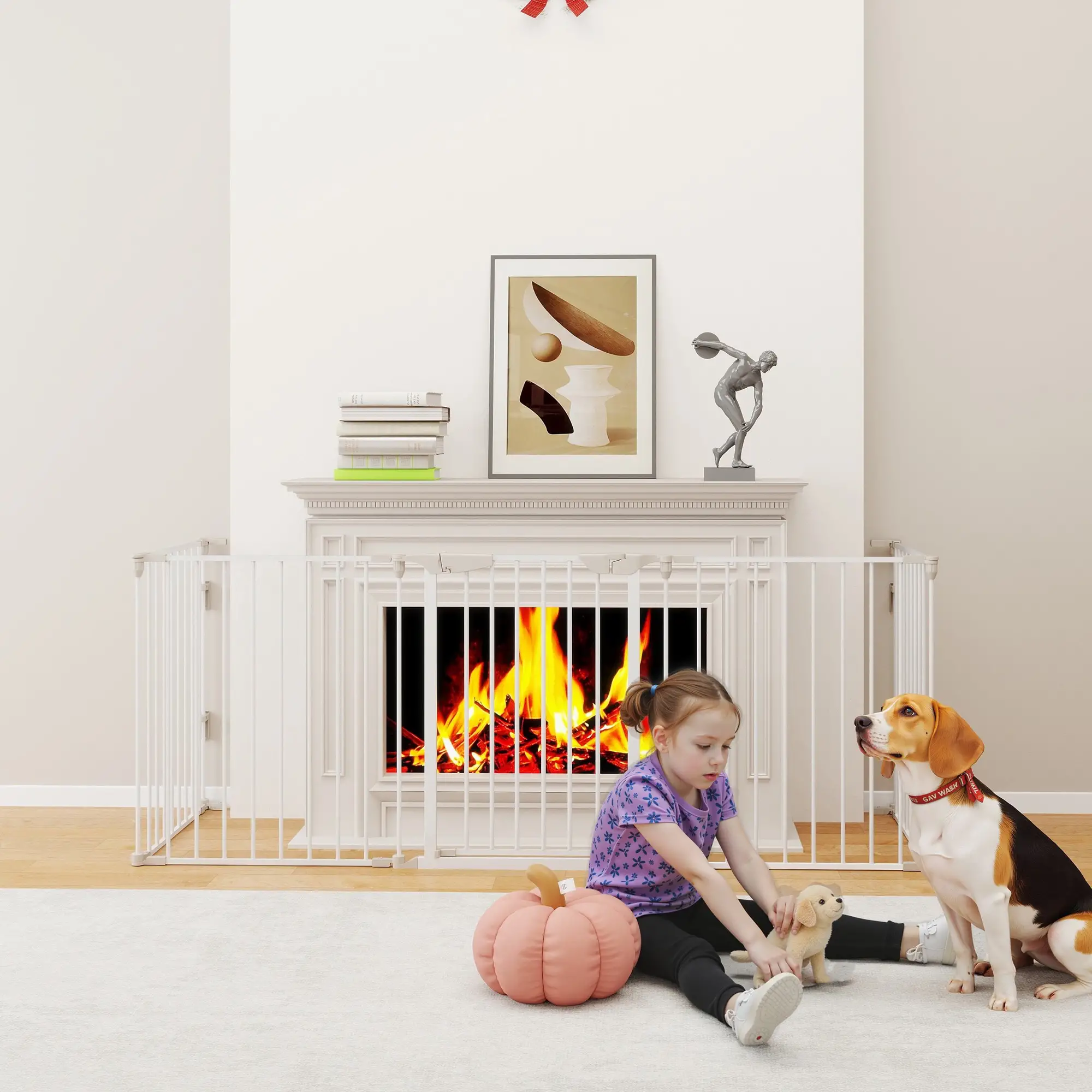 Foldable Dog Playpen, Small Medium Size, With Door, White - Image 2