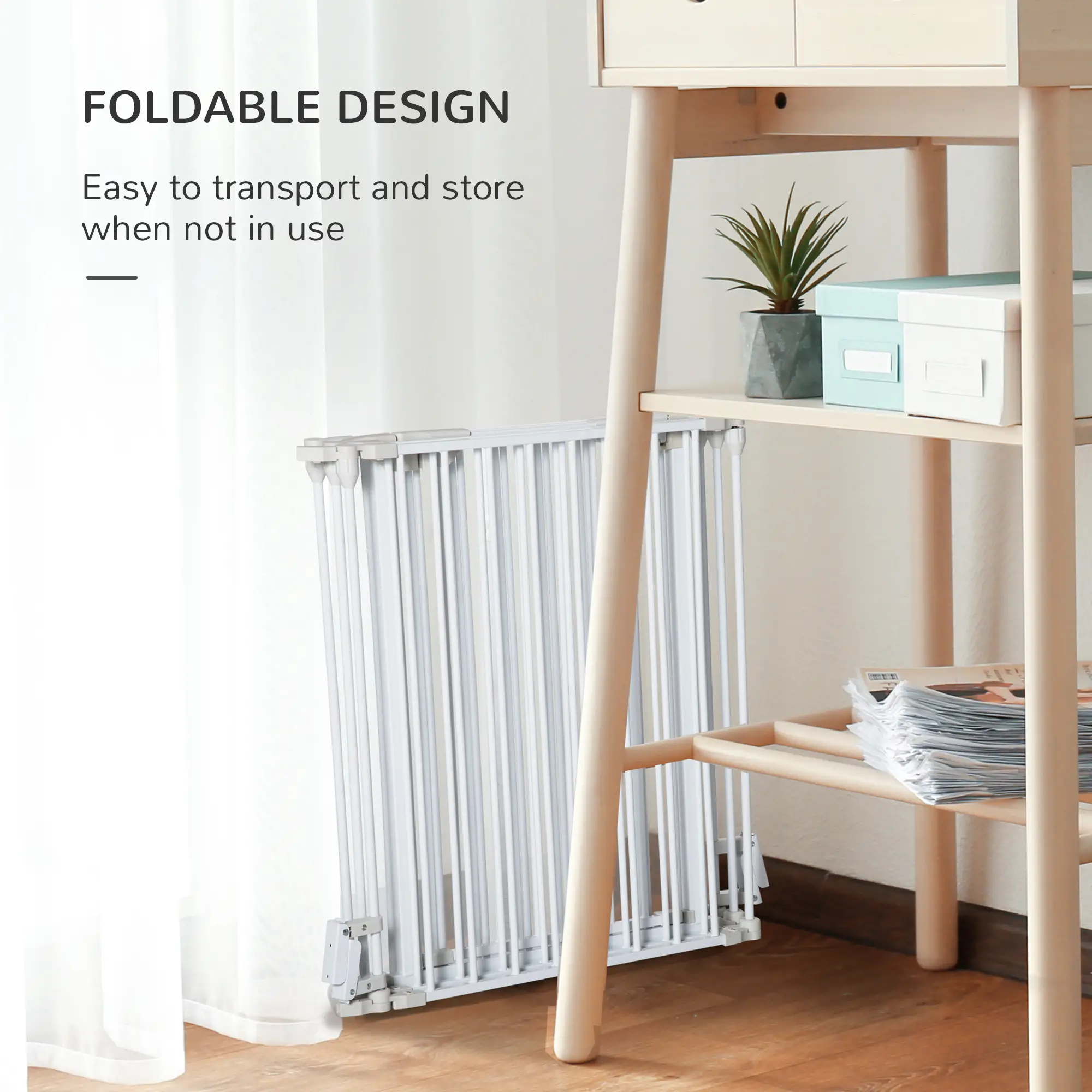 Foldable Dog Playpen, Small Medium Size, With Door, White - Image 5