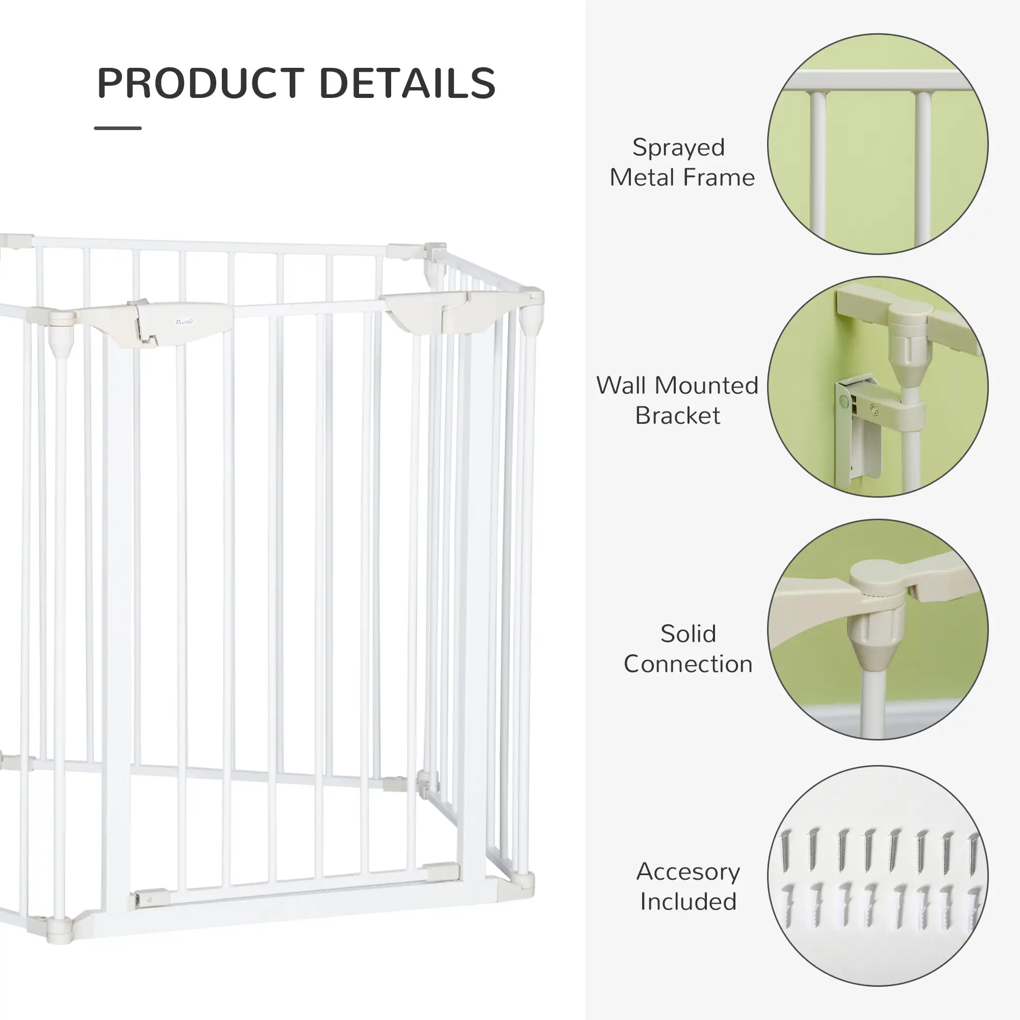 Foldable Dog Playpen, Small Medium Size, With Door, White - Image 7