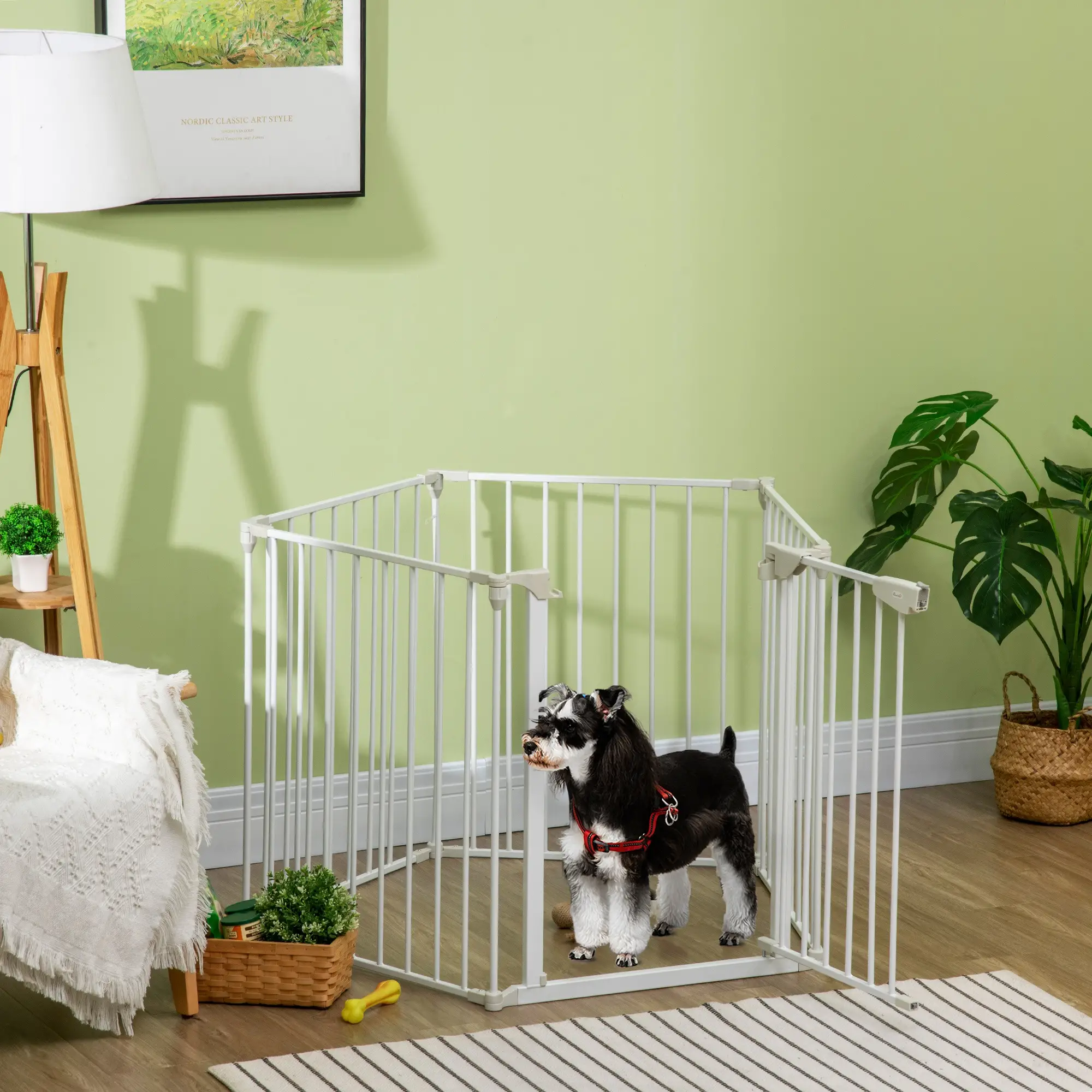 Foldable Dog Playpen, Small Medium Size, With Door, White - Image 8