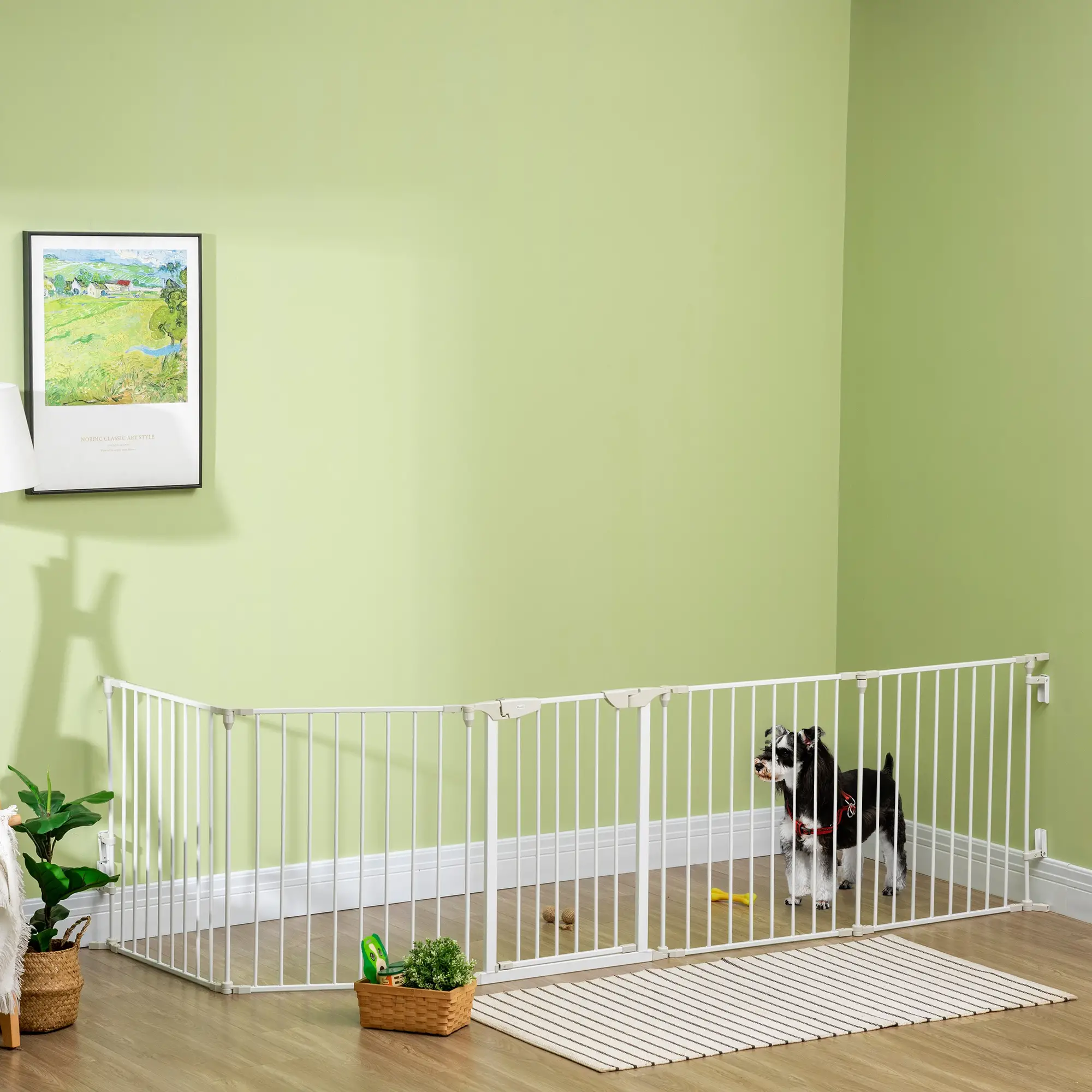 Foldable Dog Playpen, Small Medium Size, With Door, White - Image 9