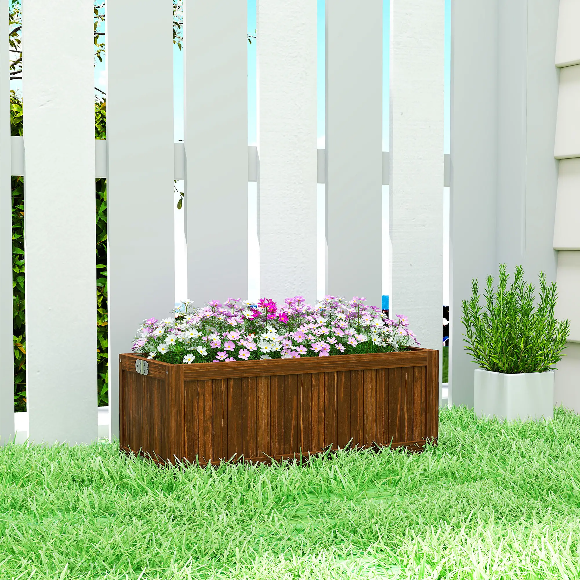 Foldable Elevated Planter Box, Wooden Raised Garden Bed, Carbonized - Image 8