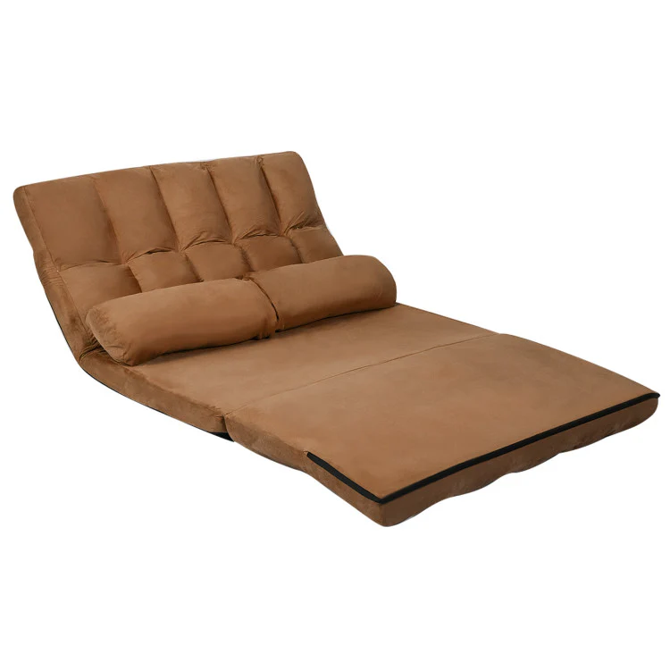 Foldable Floor 6-Position Adjustable Lounge Couch, Brown - Image 4