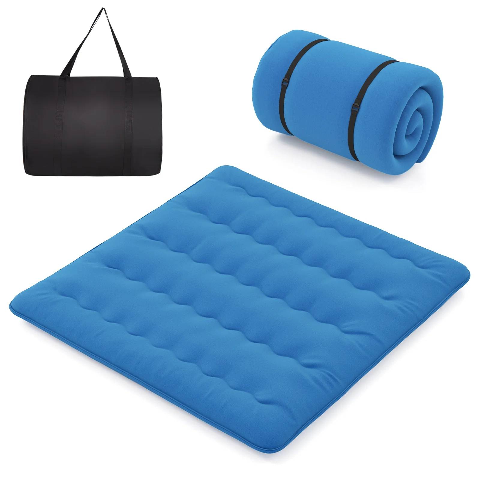 Foldable Futon Mattress, Washable Cover, Carry Bag, King Size, Blue - Image 4