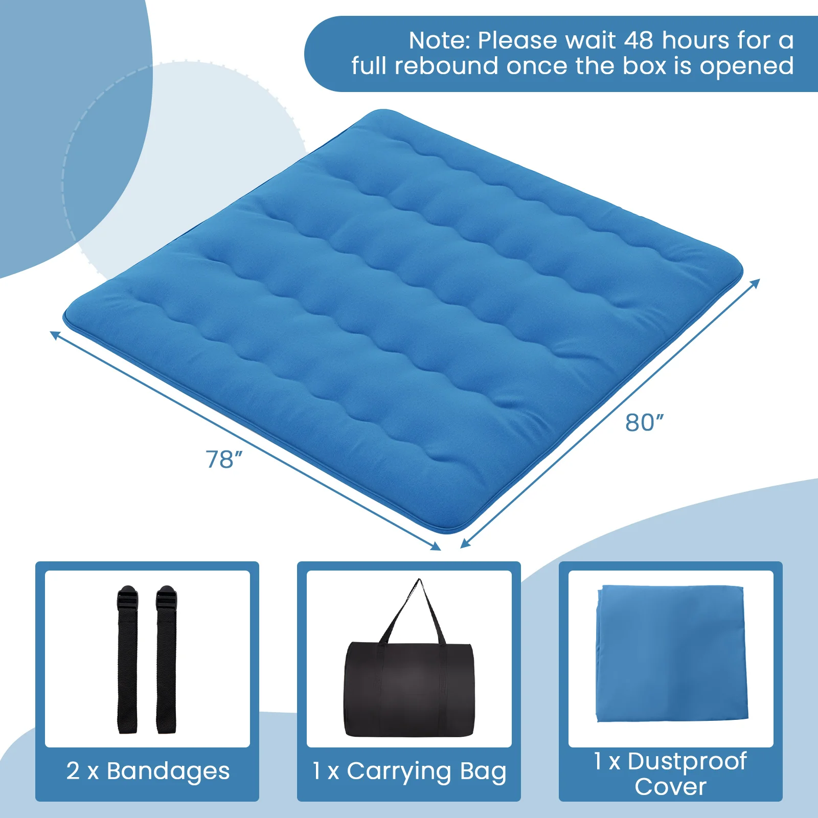 Foldable Futon Mattress, Washable Cover, Carry Bag, King Size, Blue - Image 5