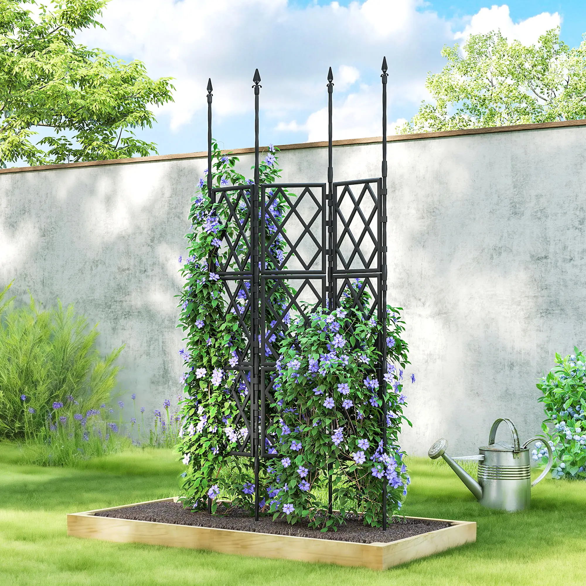 Foldable Garden Trellis, 33.5 x 77.6 Inch, Lattice Climbing Support, Black - Image 2